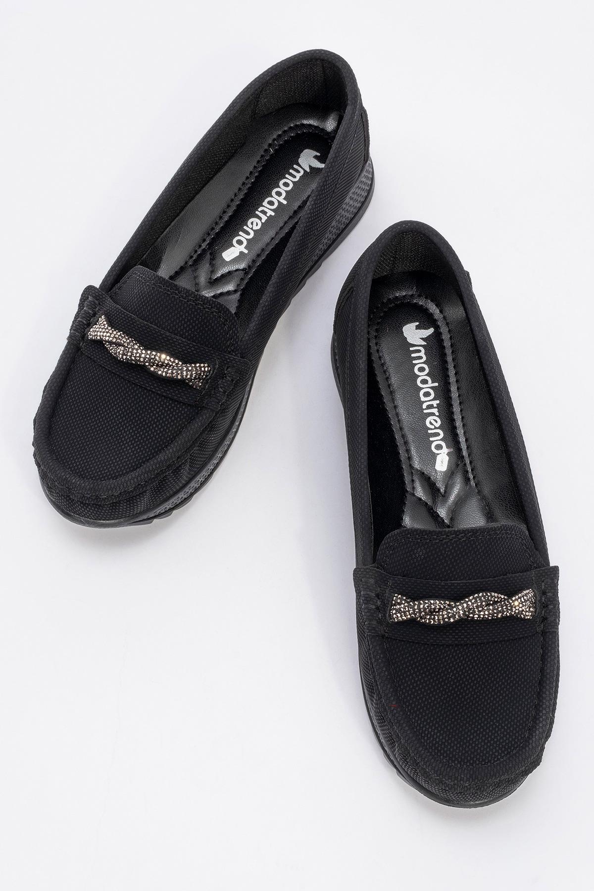 Taşlı Kadın Günlük Ayakkabı SİYAH KOT - Görsel 6