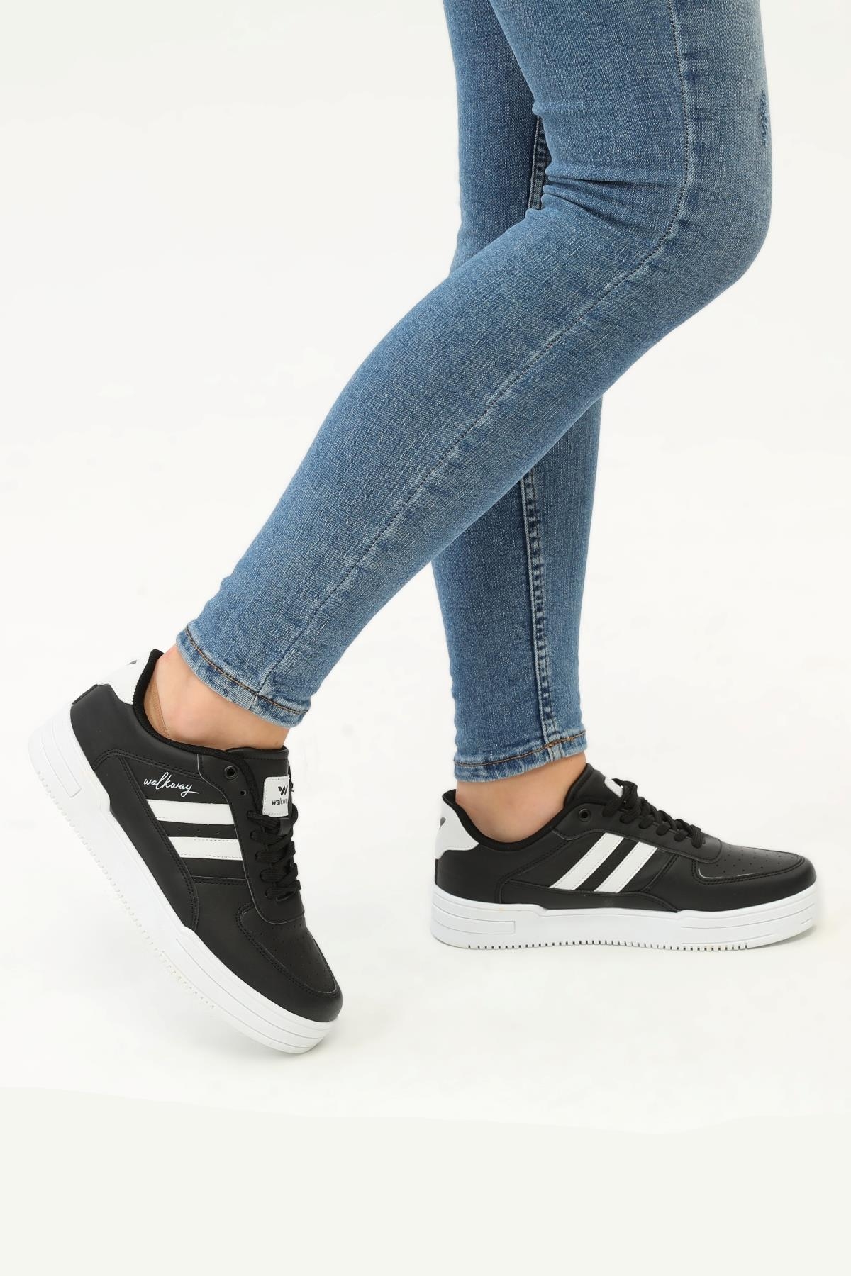 Siyah Beyaz Unisex Spor Ayakkabı - Görsel 4