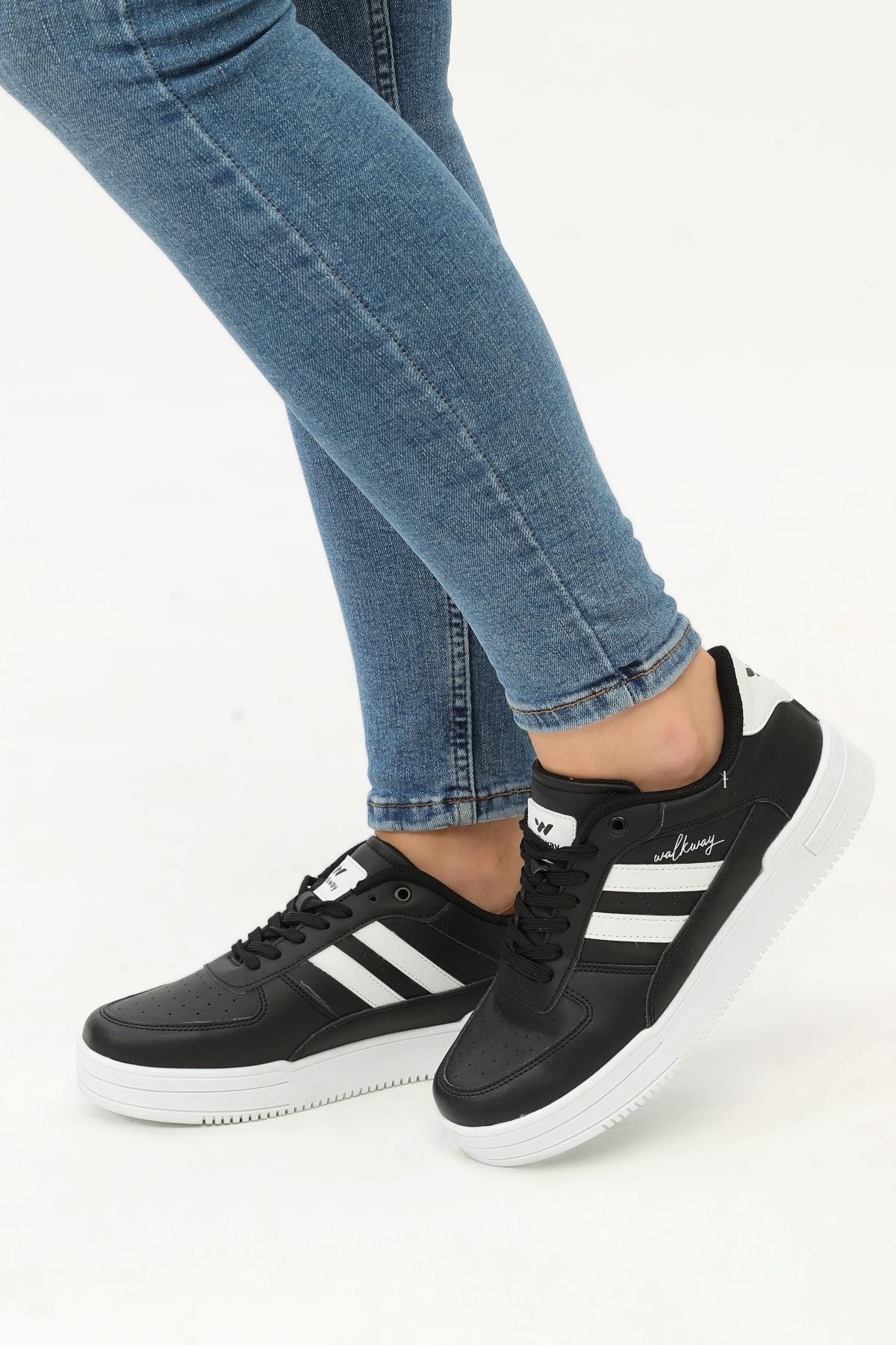 Siyah Beyaz Unisex Spor Ayakkabı - Görsel 6