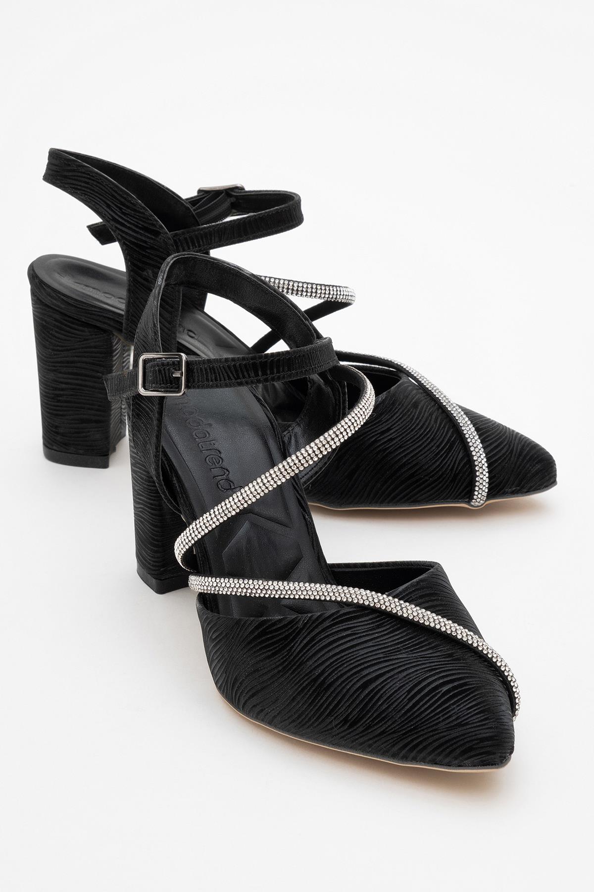 Kadın Taşlı Biyeli Topuklu Ayakkabı SİYAH SUYOLU - Görsel 3