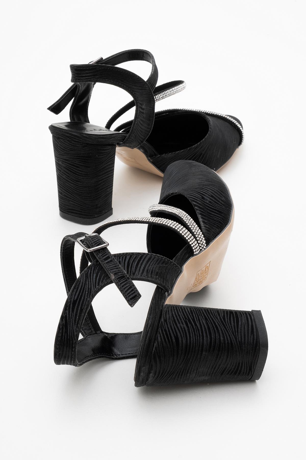 Kadın Taşlı Biyeli Topuklu Ayakkabı SİYAH SUYOLU - Görsel 5