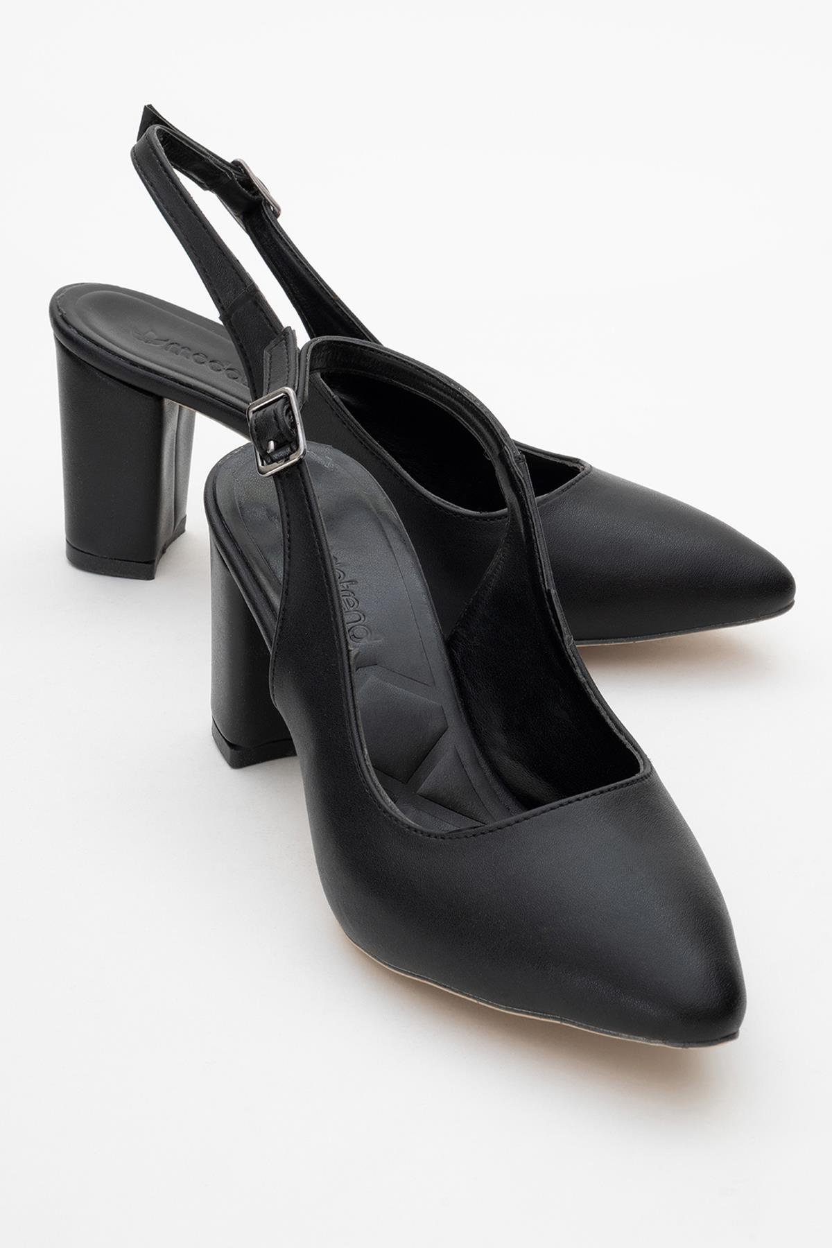 Kadın Tek Bantlı Topuklu Sandalet SİYAH CİLT - Görsel 3