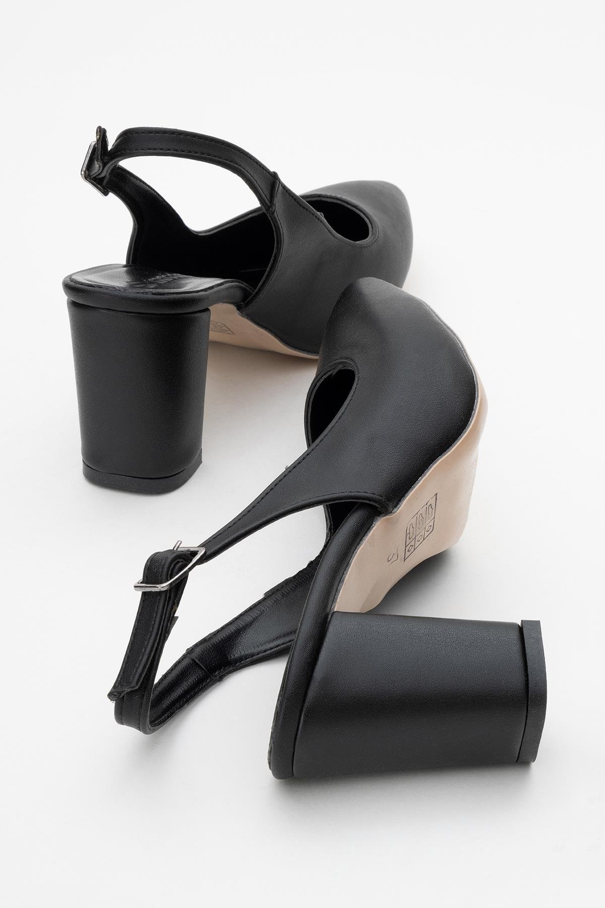 Kadın Tek Bantlı Topuklu Sandalet SİYAH CİLT - Görsel 5