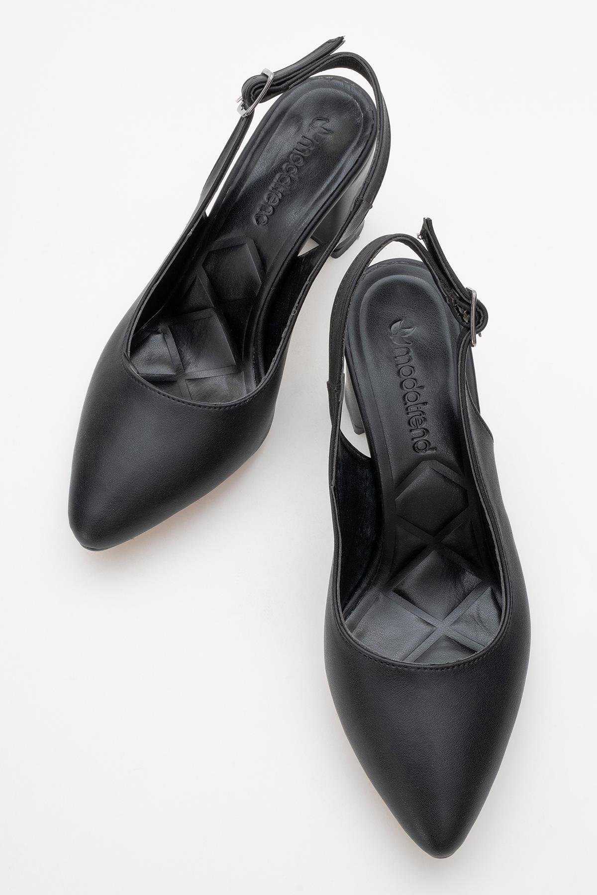 Kadın Tek Bantlı Topuklu Sandalet SİYAH CİLT - Görsel 6