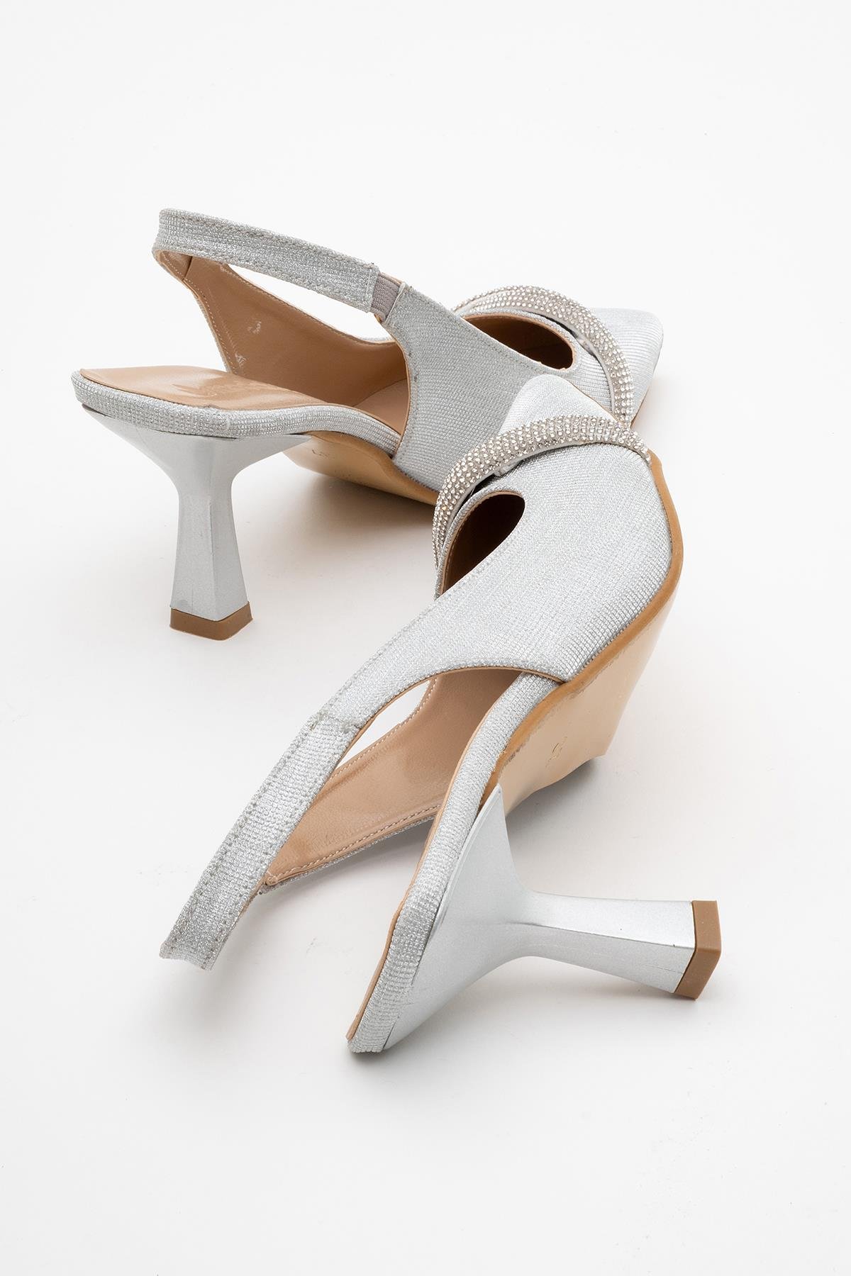 Kadın Taşlı Topuklu Ayakkabı GÜMÜŞ SİM - Görsel 5