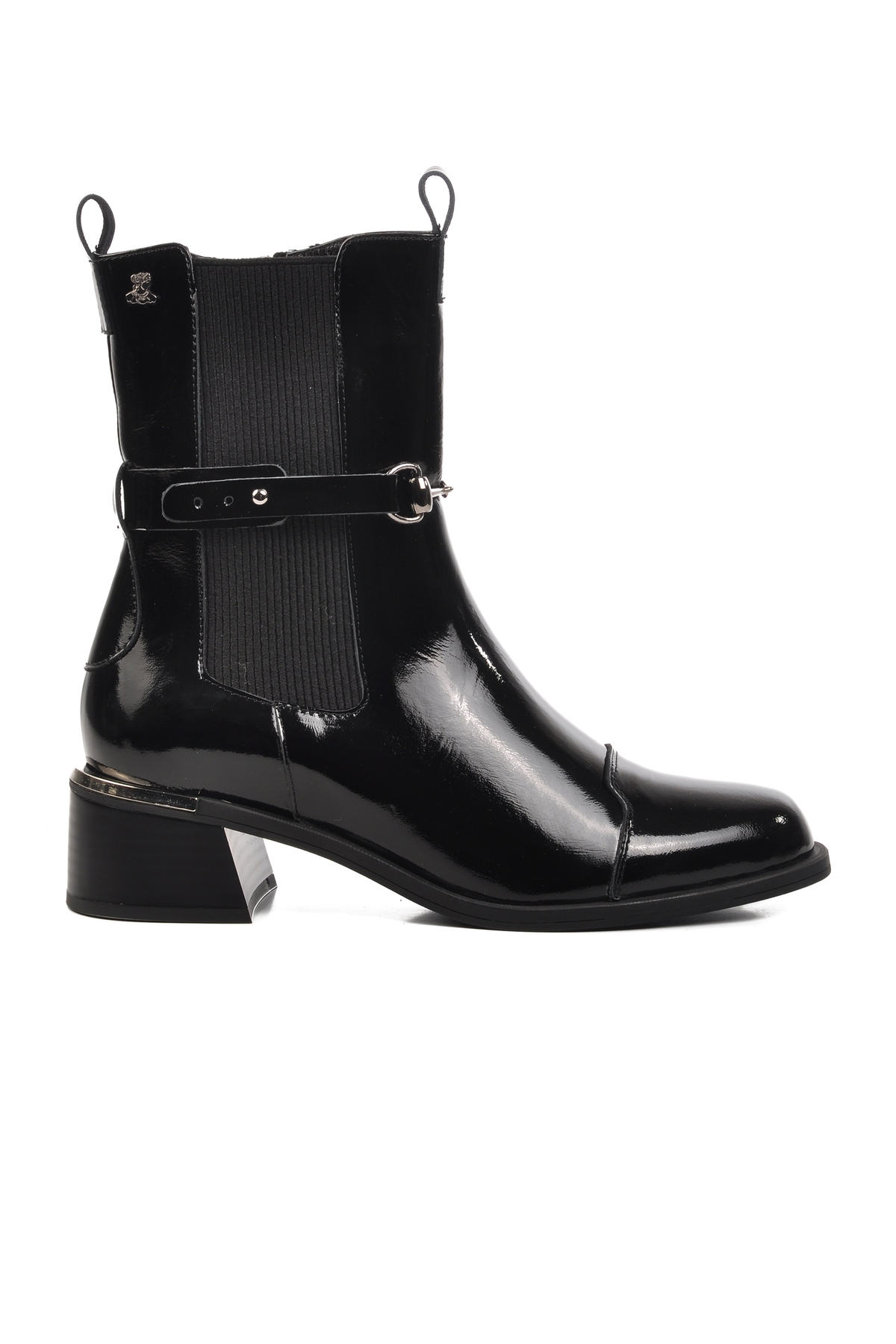 Siyah Rugan Hakiki Deri Kadın Topuklu Bot - Görsel 2