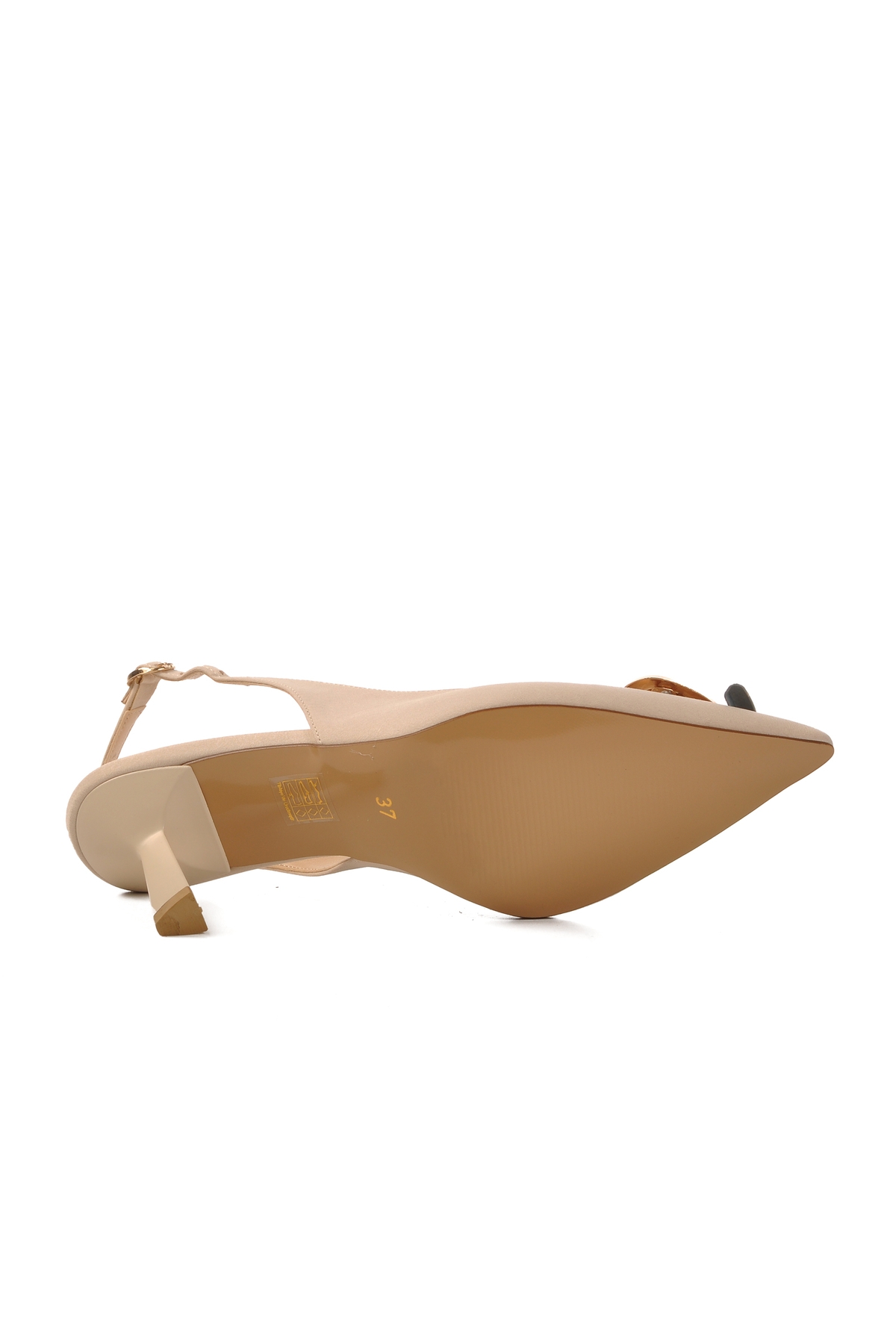 Aspor Bej Saten İnce Topuklu Kadın Abiye Ayakkabı - Görsel 6