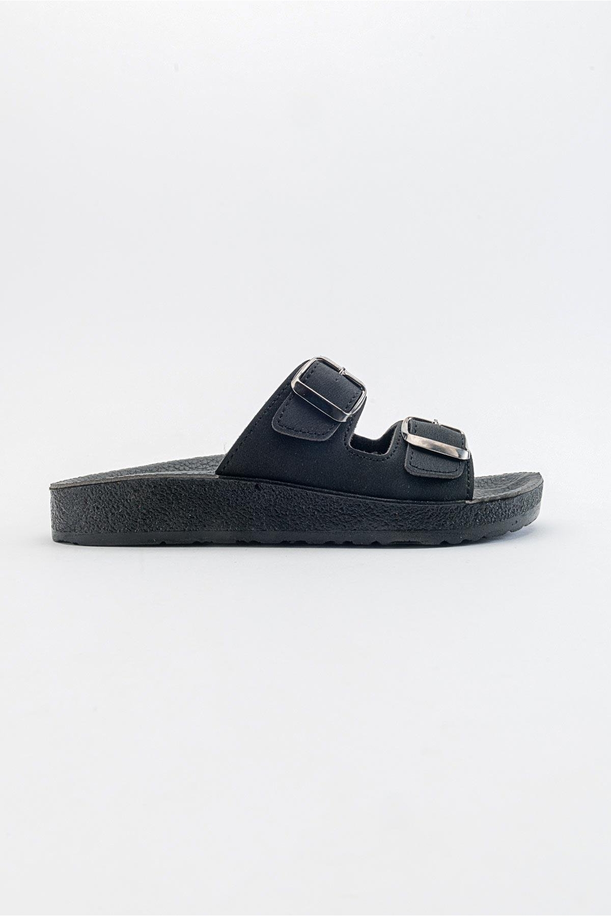 2 Tokalı Kadın Düz Terlik SİYAH - Görsel 3