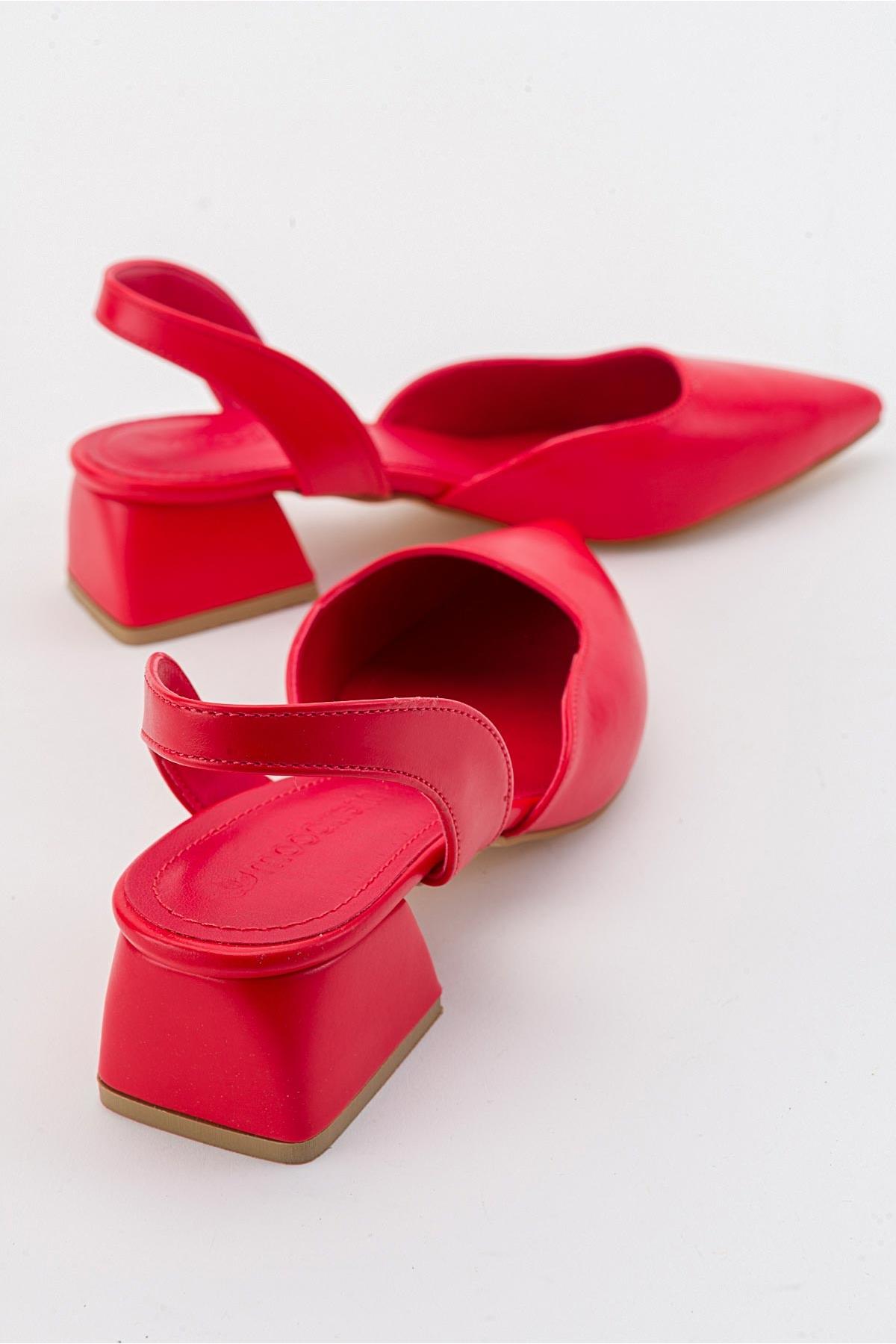 Kadın Topuklu Sandalet KIRMIZI CİLT - Görsel 5