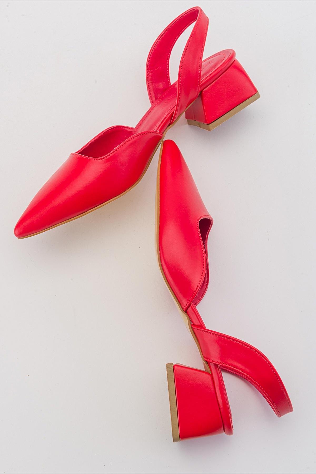 Kadın Topuklu Sandalet KIRMIZI CİLT - Görsel 7