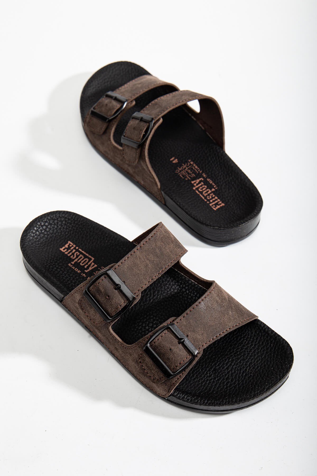 Erkek 2 Toka Kemerli Terlik KAHVE - Görsel 3