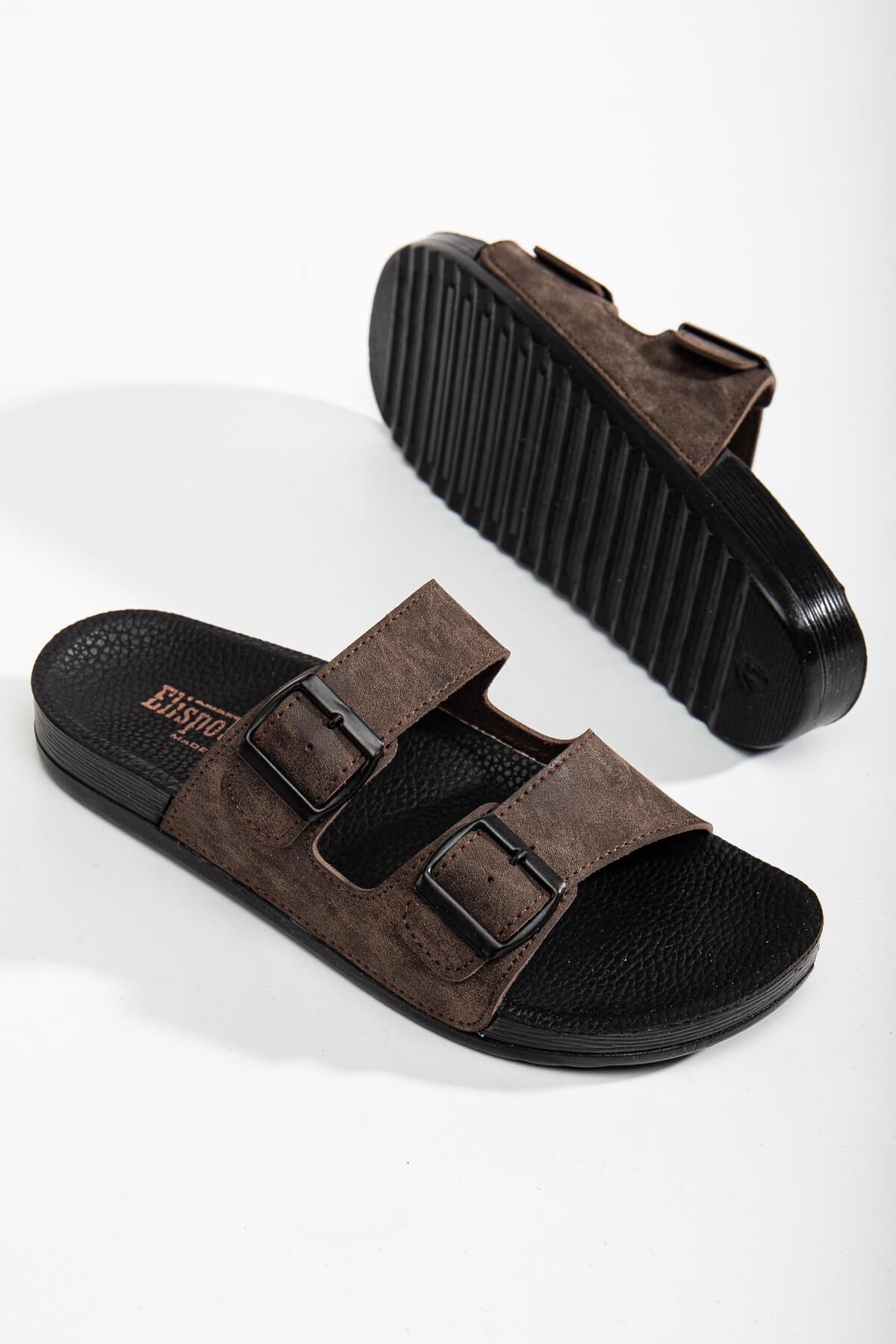 Erkek 2 Toka Kemerli Terlik KAHVE - Görsel 4