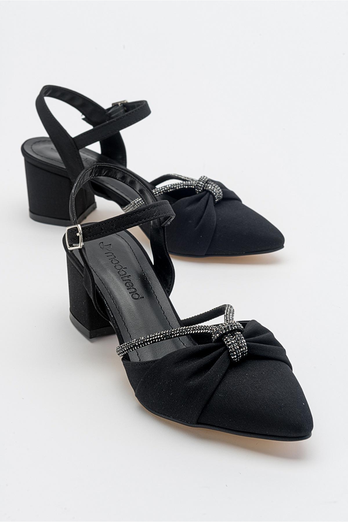 Düğüm Taşlı Kadın Topuklu Sandalet SİYAH ZRA - Görsel 2