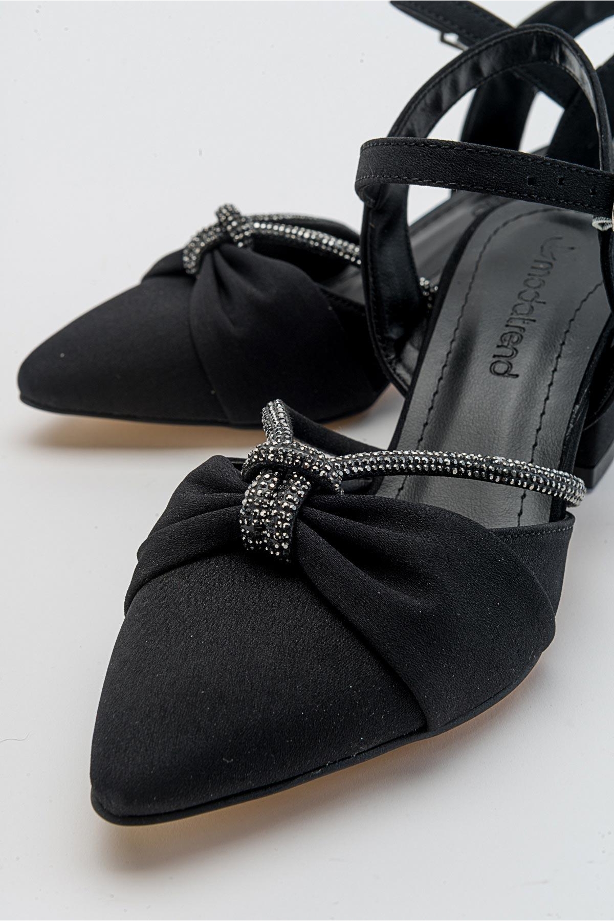 Düğüm Taşlı Kadın Topuklu Sandalet SİYAH ZRA - Görsel 4