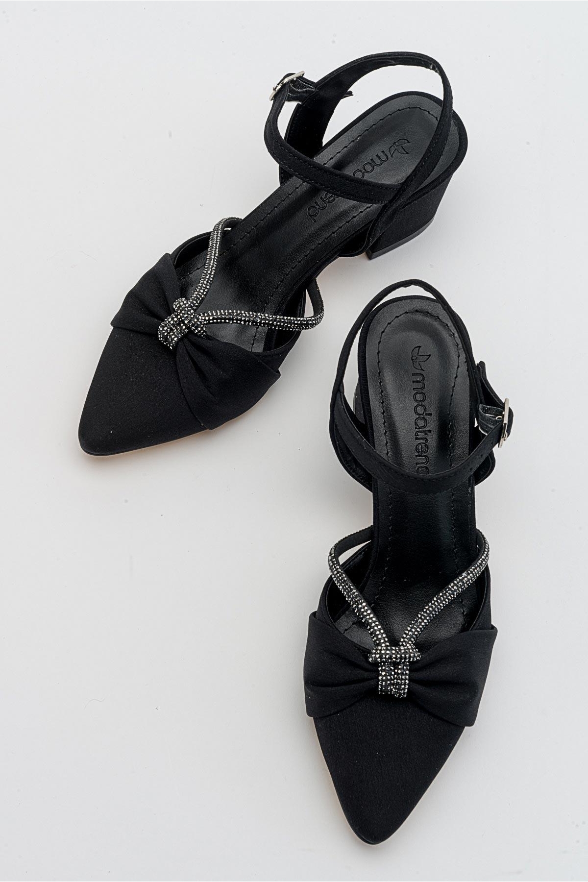 Düğüm Taşlı Kadın Topuklu Sandalet SİYAH ZRA - Görsel 5