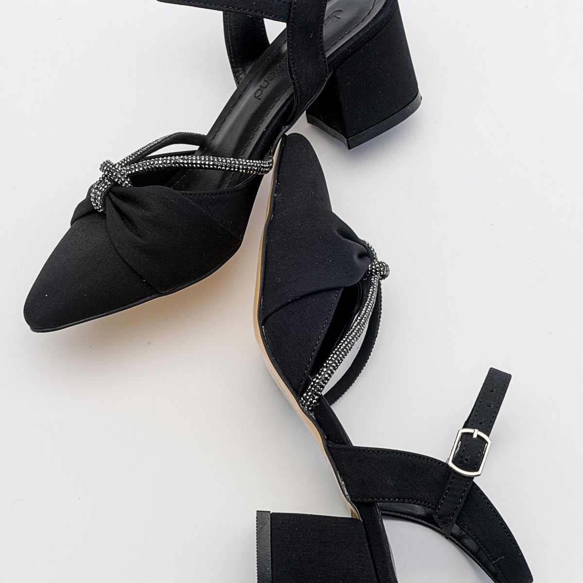 Düğüm Taşlı Kadın Topuklu Sandalet SİYAH ZRA - Görsel 7