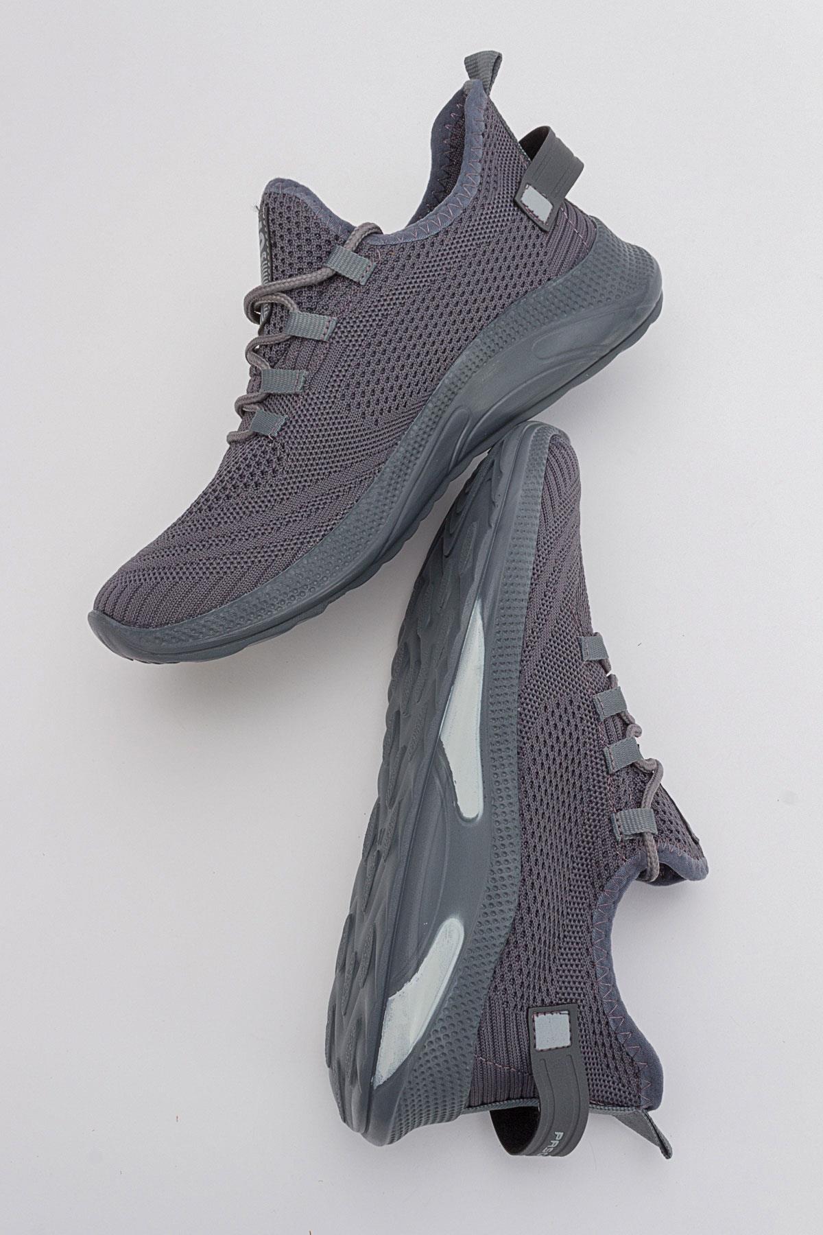 Erkek Bağcıklı Triko Spor Ayakkabı FÜME FÜME - Görsel 6