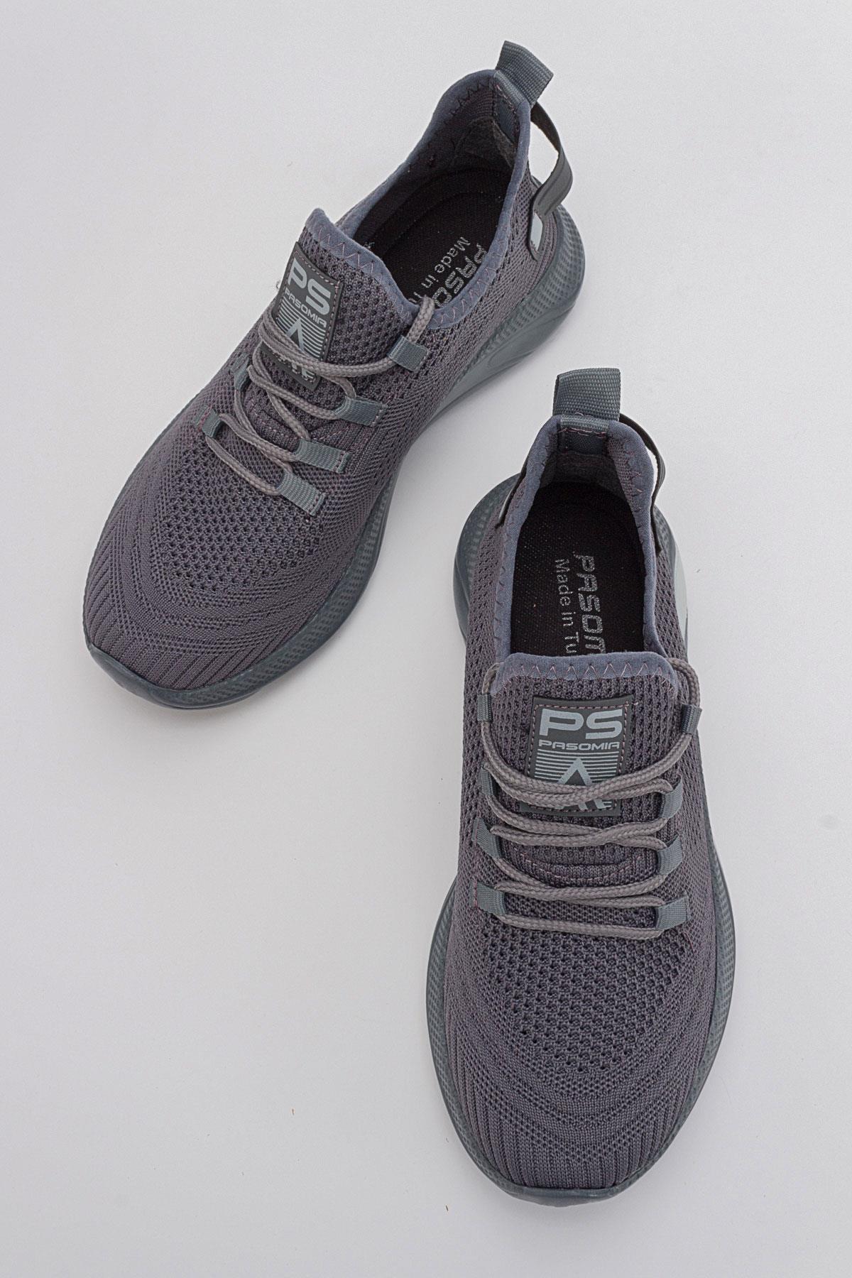 Erkek Bağcıklı Triko Spor Ayakkabı FÜME FÜME - Görsel 7