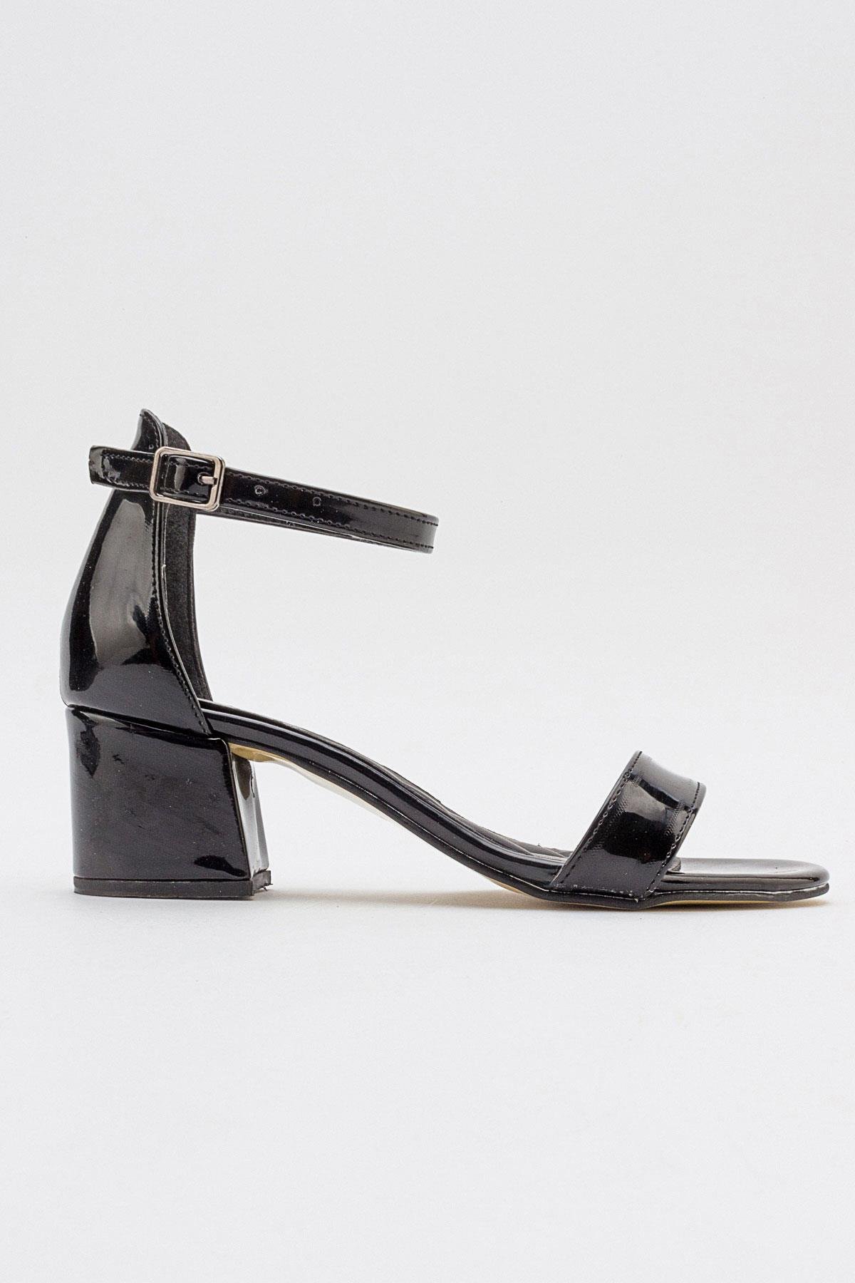 Kadın Tek Bantlı Topuklu Sandalet SİYAH RUGAN - Görsel 3