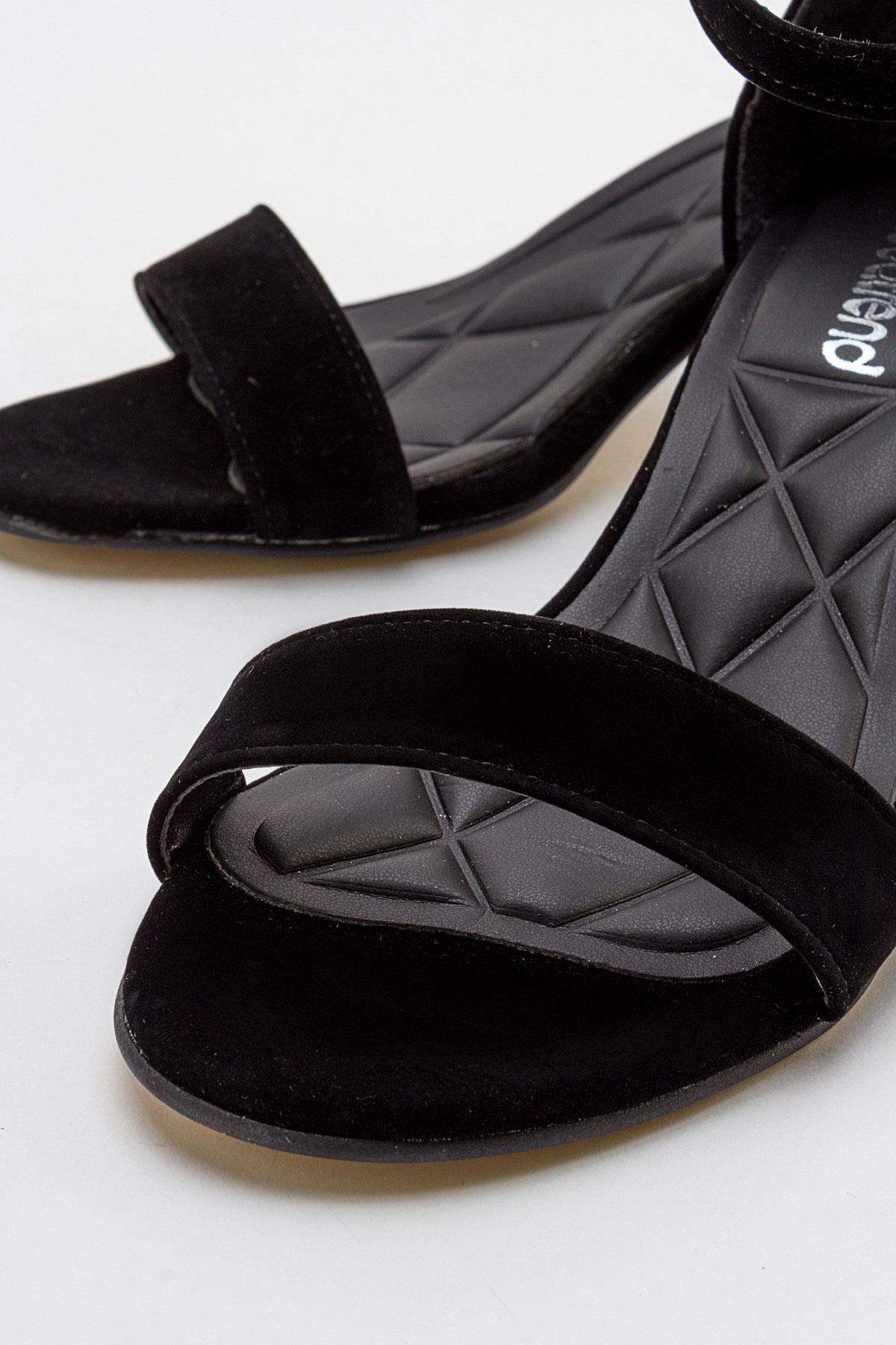 Kadın Tek Bantlı Topuklu Sandalet SİYAH SÜET - Görsel 4