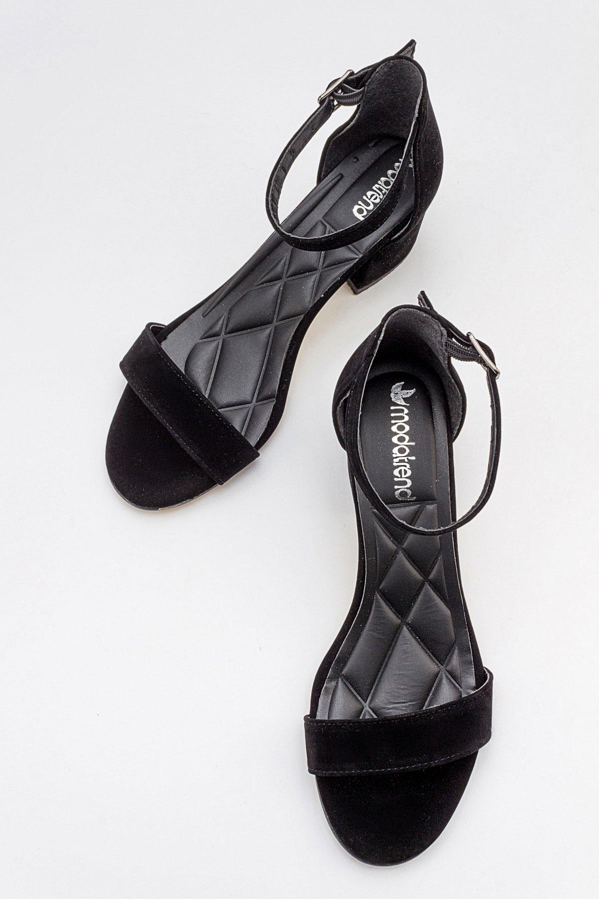 Kadın Tek Bantlı Topuklu Sandalet SİYAH SÜET - Görsel 6