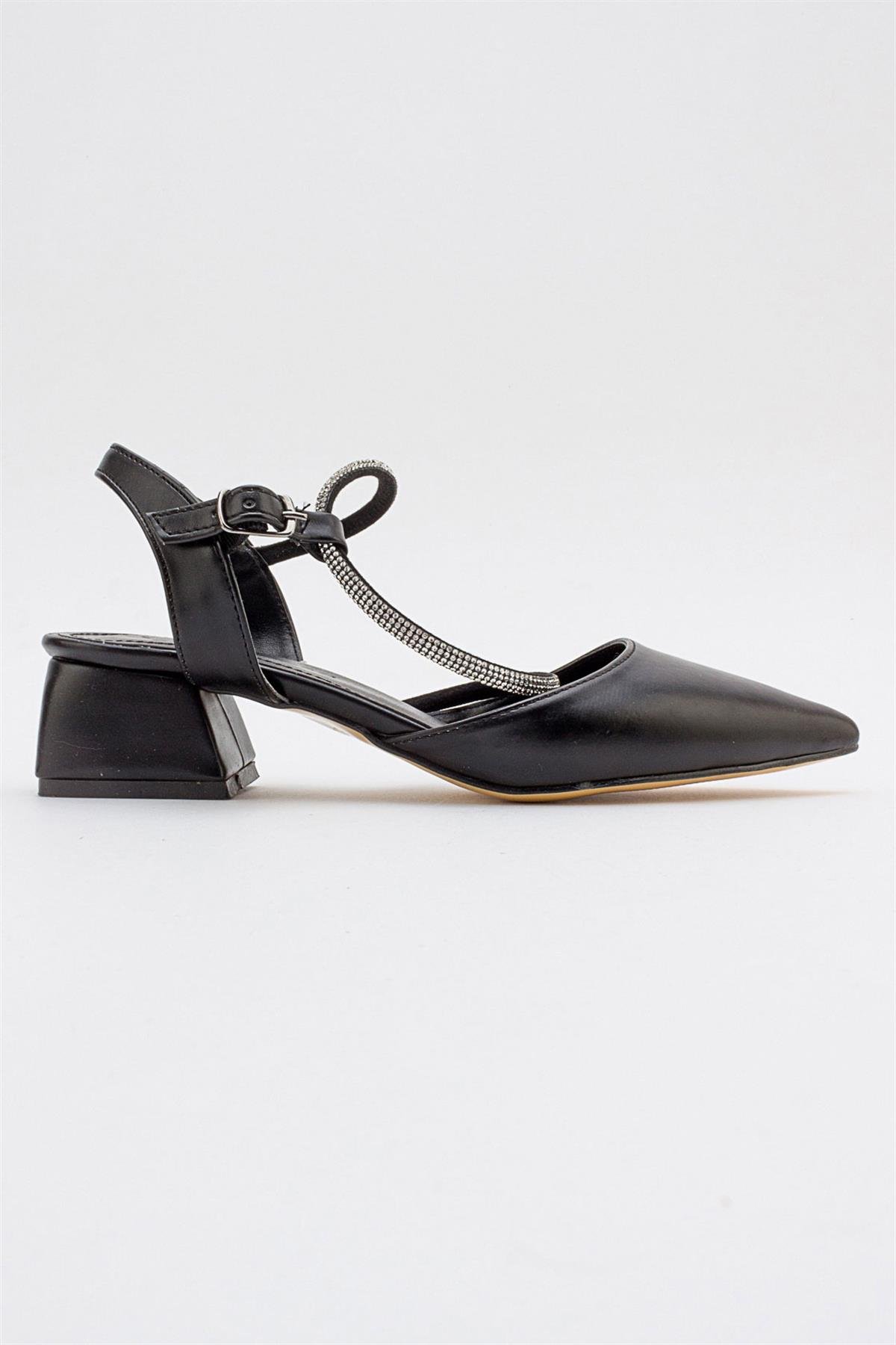 Taşlı Kadın Topuklu Sandalet SİYAH CİLT - Görsel 3