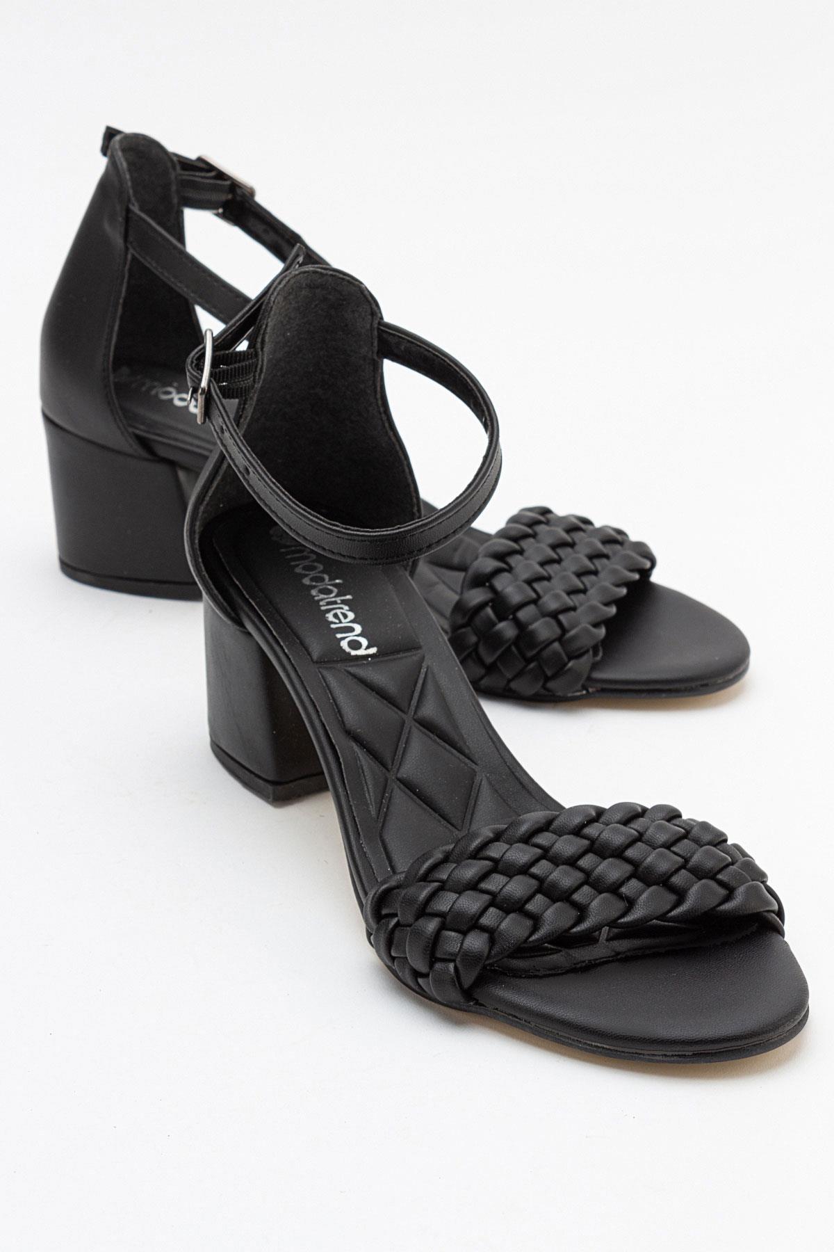 Kadın Tek Bantlı Topuklu Sandalet SİYAH CİLT - Görsel 2