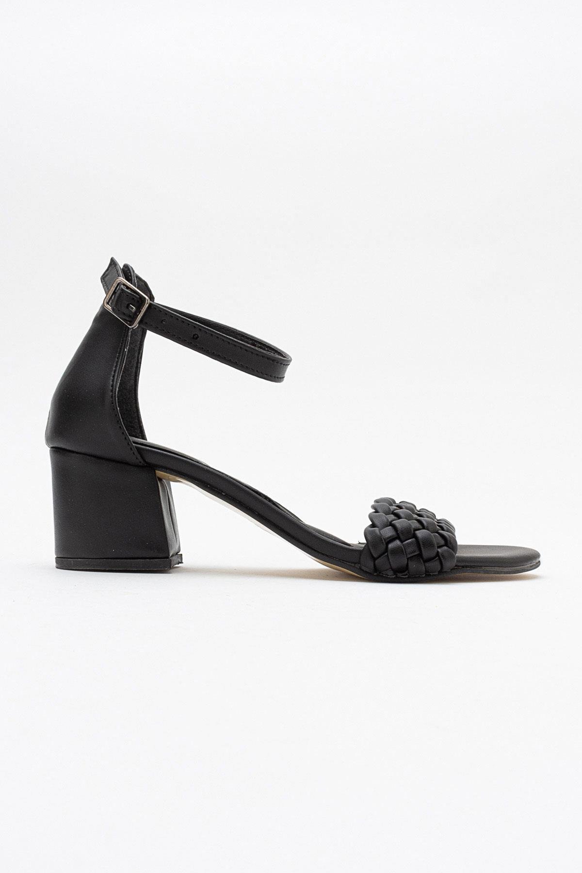 Kadın Tek Bantlı Topuklu Sandalet SİYAH CİLT - Görsel 3