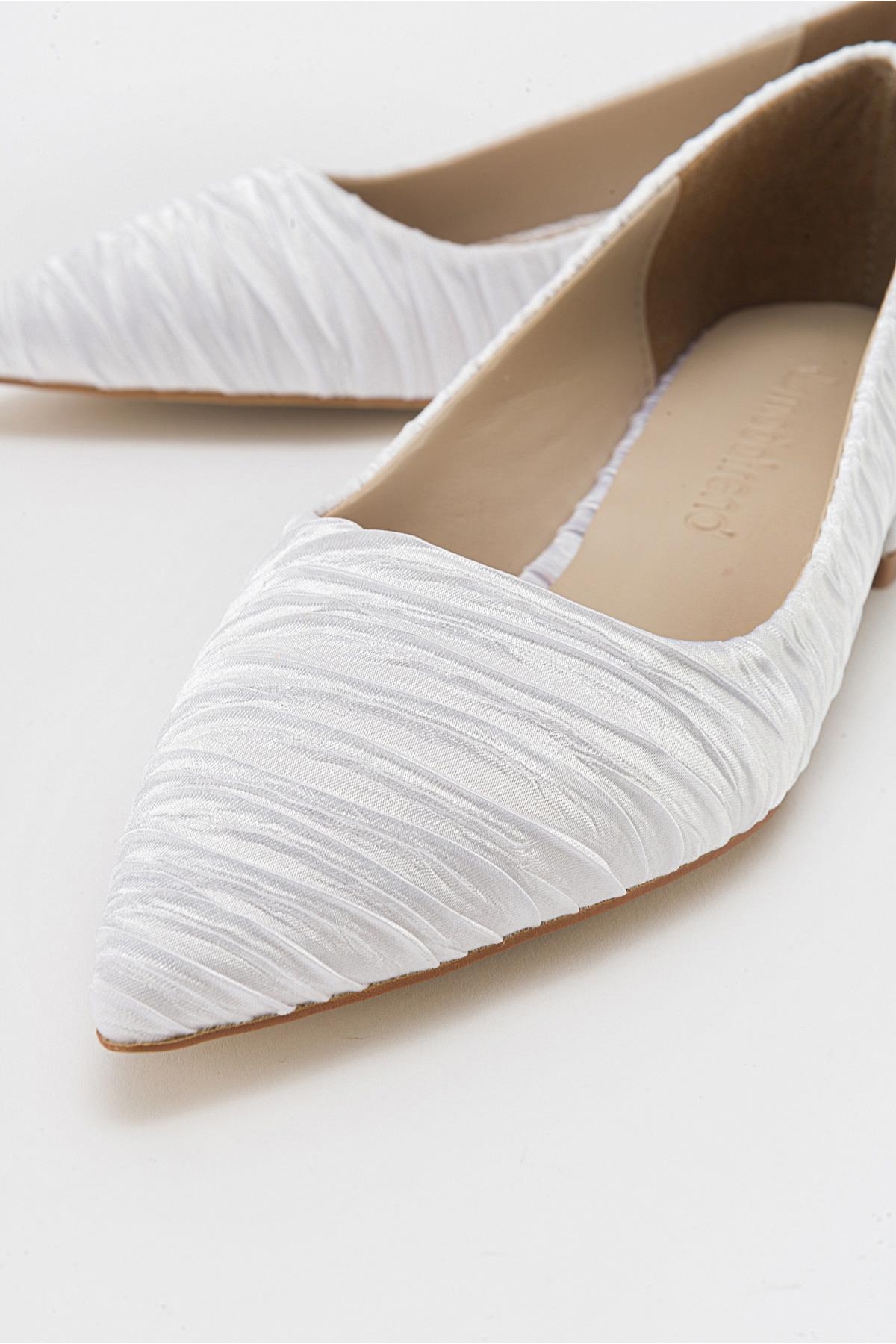 Kadın Sade Babet BEYAZ SATEN - Görsel 4