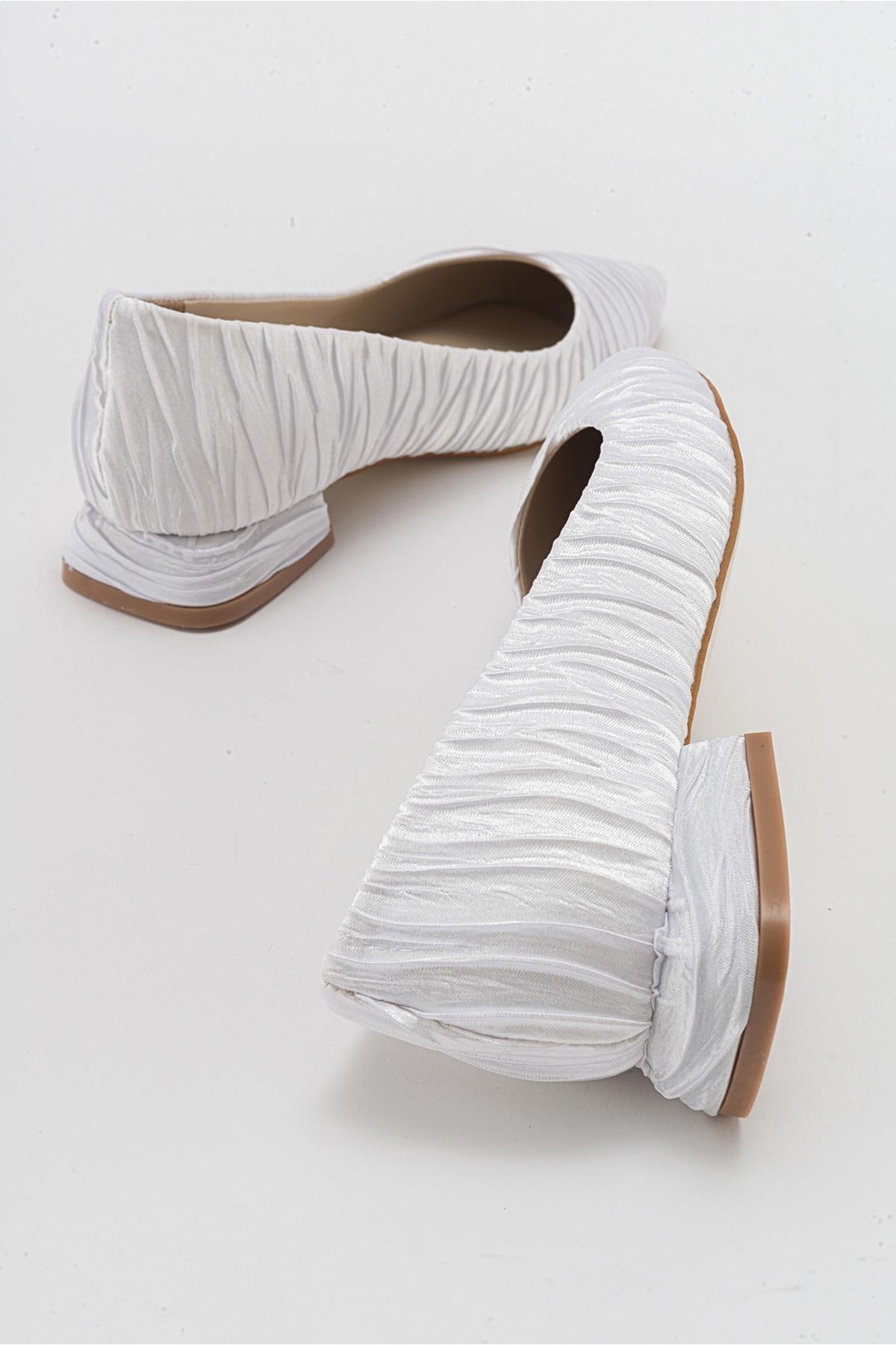 Kadın Sade Babet BEYAZ SATEN - Görsel 5