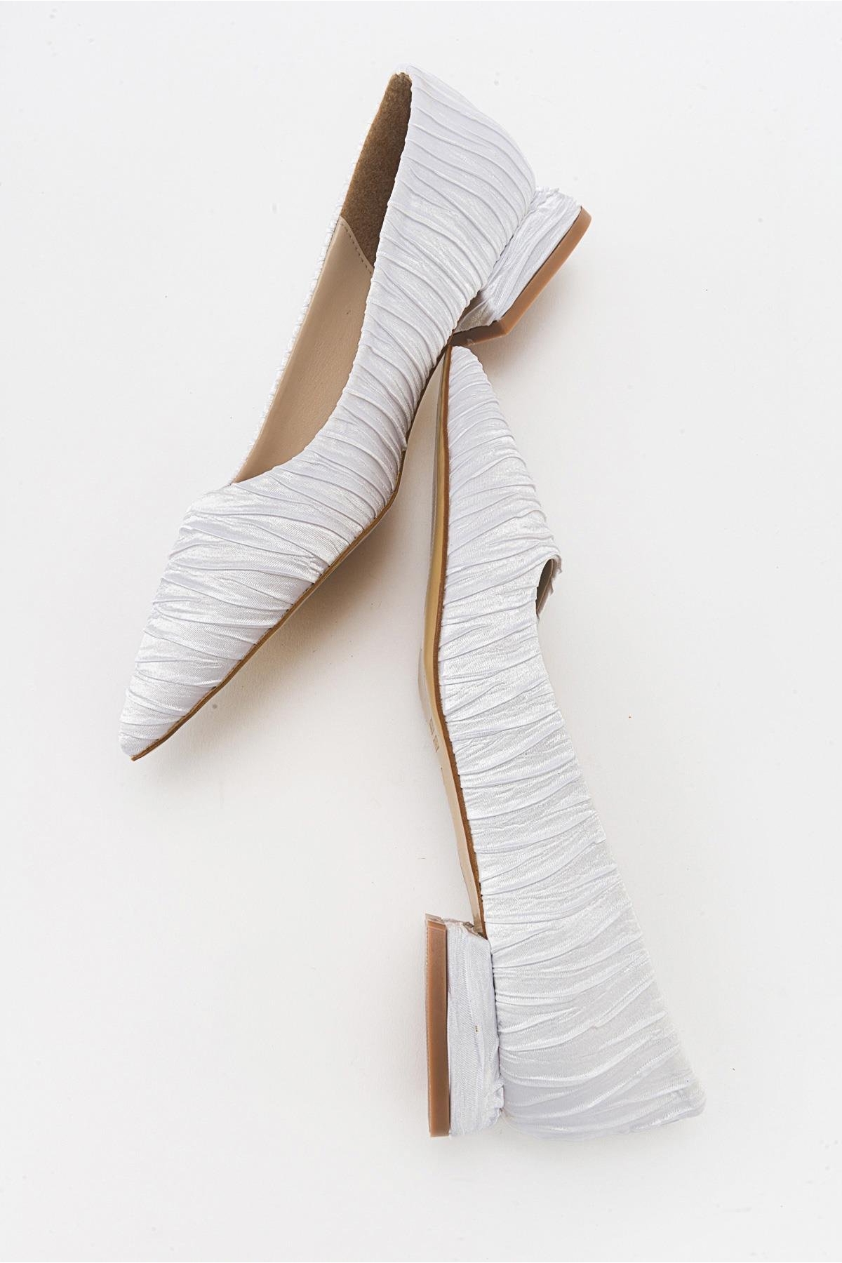 Kadın Sade Babet BEYAZ SATEN - Görsel 7