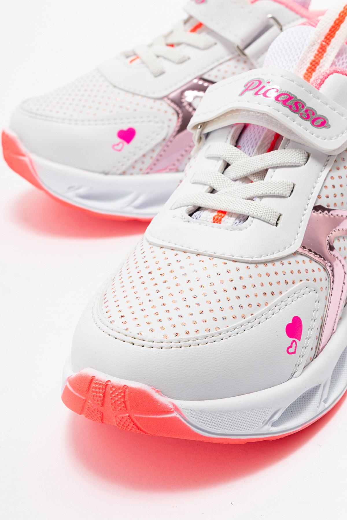 Kalpli Çocuk Spor Ayakkabı BEYAZ FUJE - Görsel 4