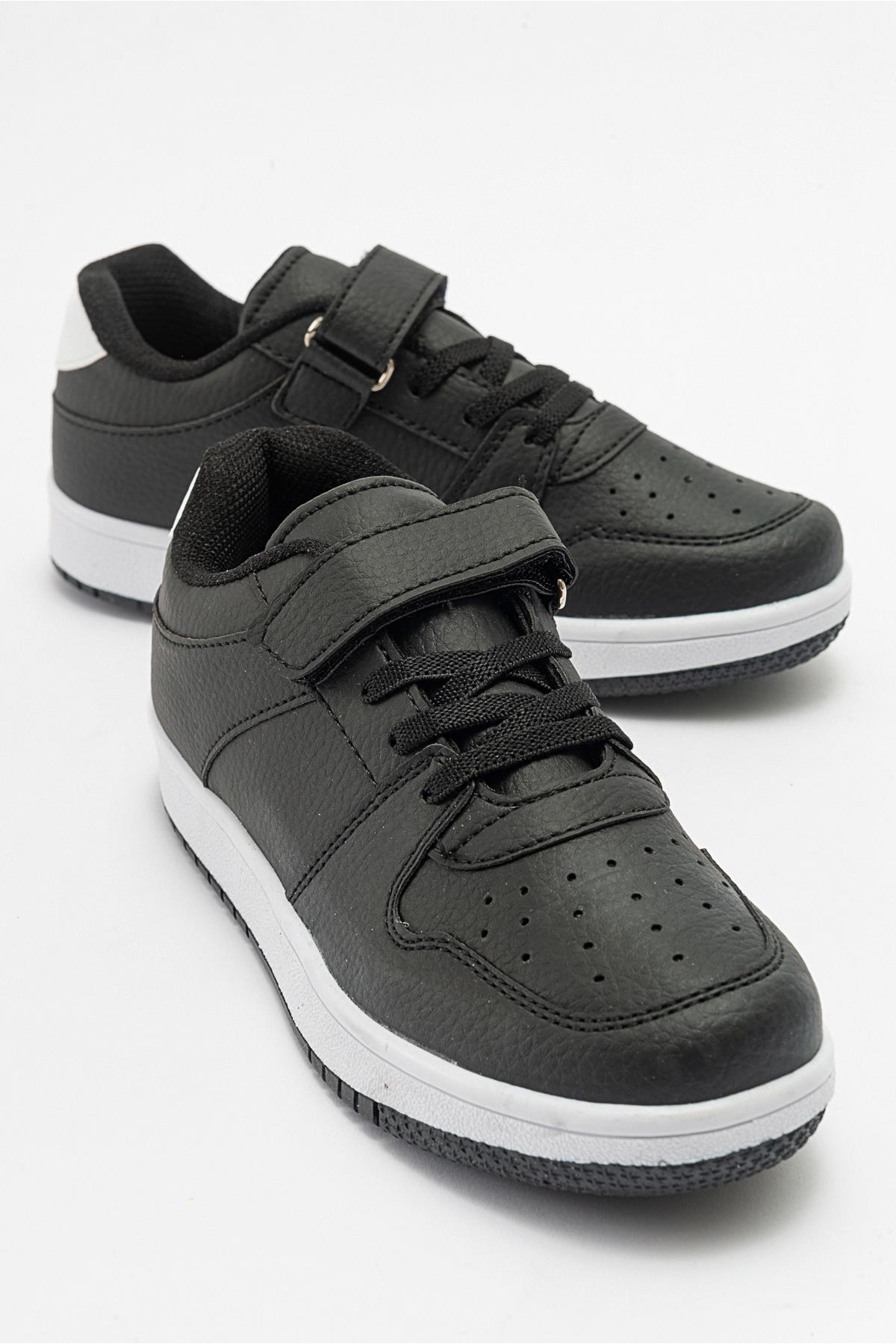 Kaydırmaz Çocuk Cırtlı Spor Ayakkabı SİYAH SİYAH - Görsel 2