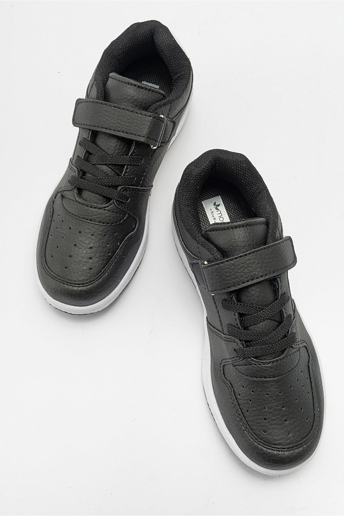 Kaydırmaz Çocuk Cırtlı Spor Ayakkabı SİYAH SİYAH - Görsel 6