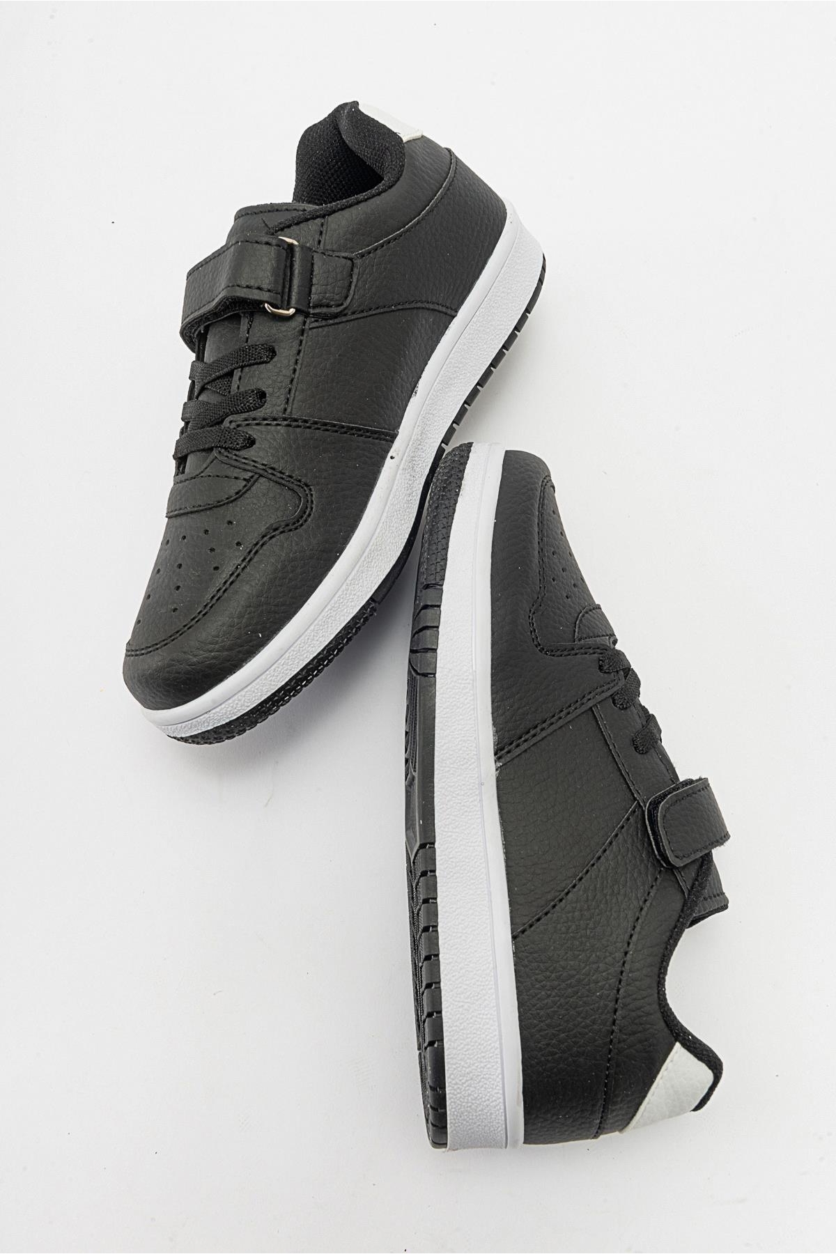 Kaydırmaz Çocuk Cırtlı Spor Ayakkabı SİYAH SİYAH - Görsel 7