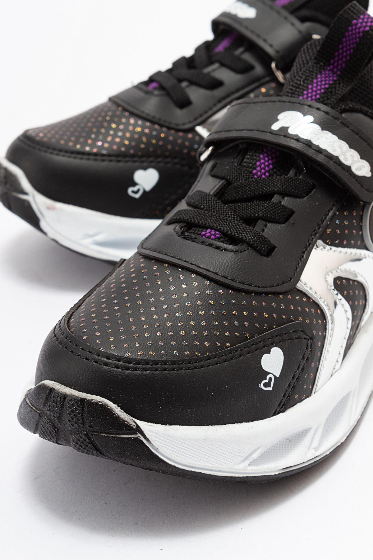 Kalpli Çocuk Spor Ayakkabı 22-25 SİYAH GÜMÜŞ - Görsel 4