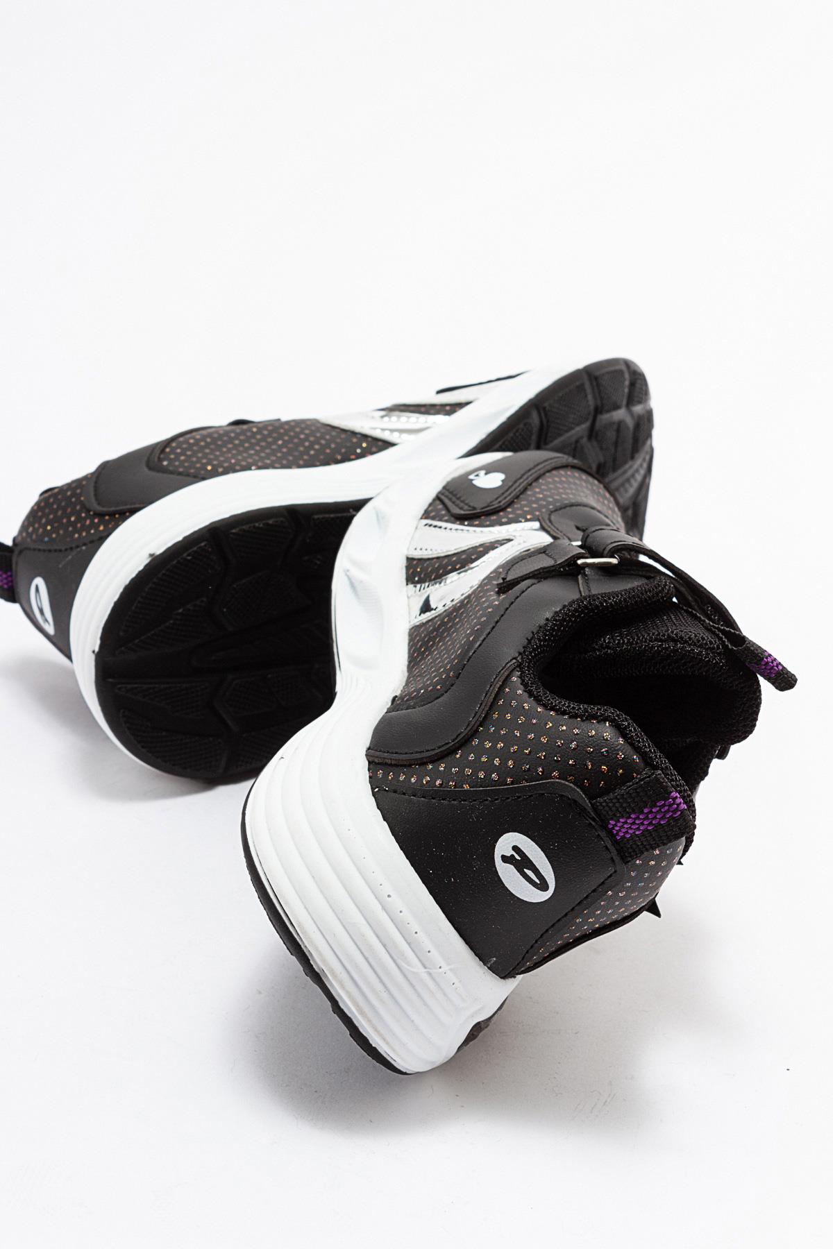 Kalpli Çocuk Spor Ayakkabı 22-25 SİYAH GÜMÜŞ - Görsel 5