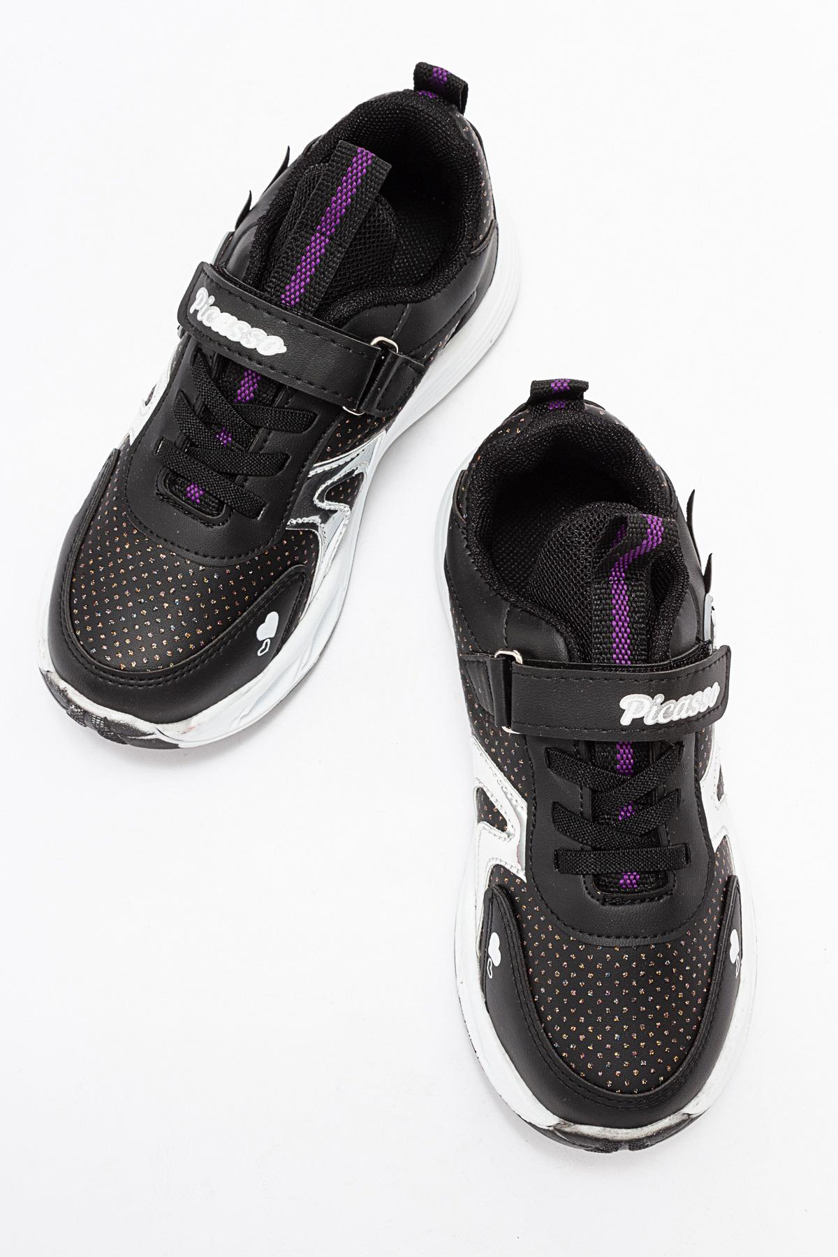 Kalpli Çocuk Spor Ayakkabı 22-25 SİYAH GÜMÜŞ - Görsel 6