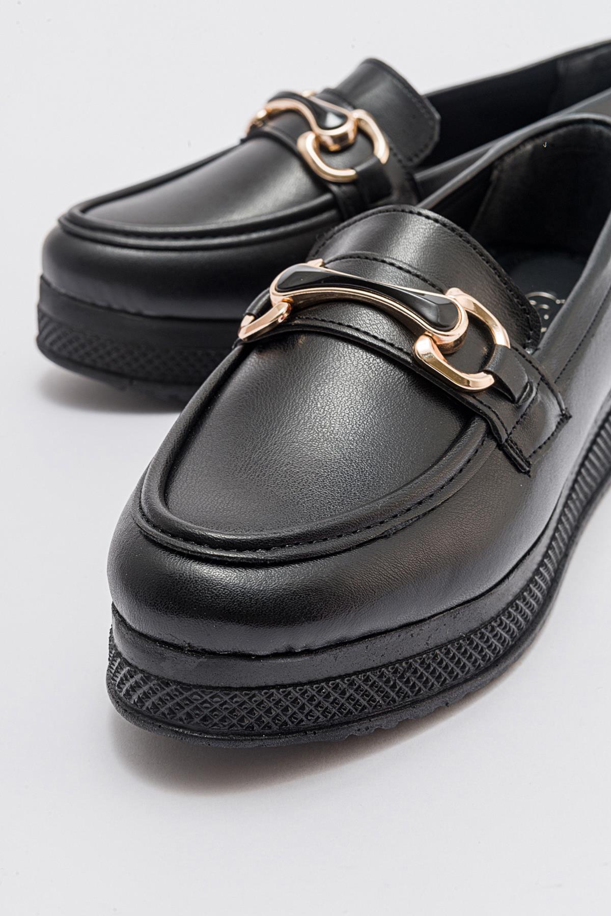 Kadın Tokalı Ayakkabı SİYAH CİLT - Görsel 4