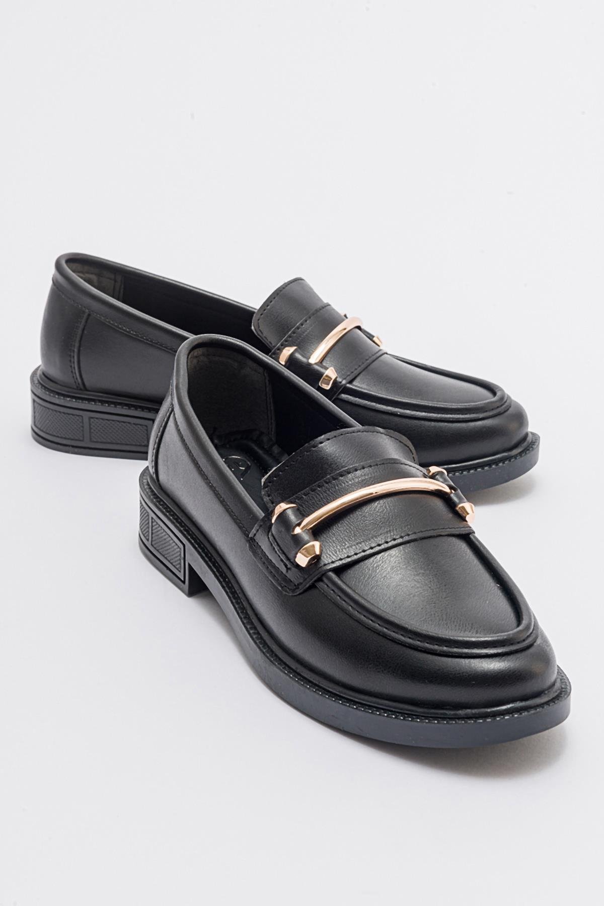 Kadın İnce Tokalı Ayakkabı SİYAH CİLT - Görsel 2