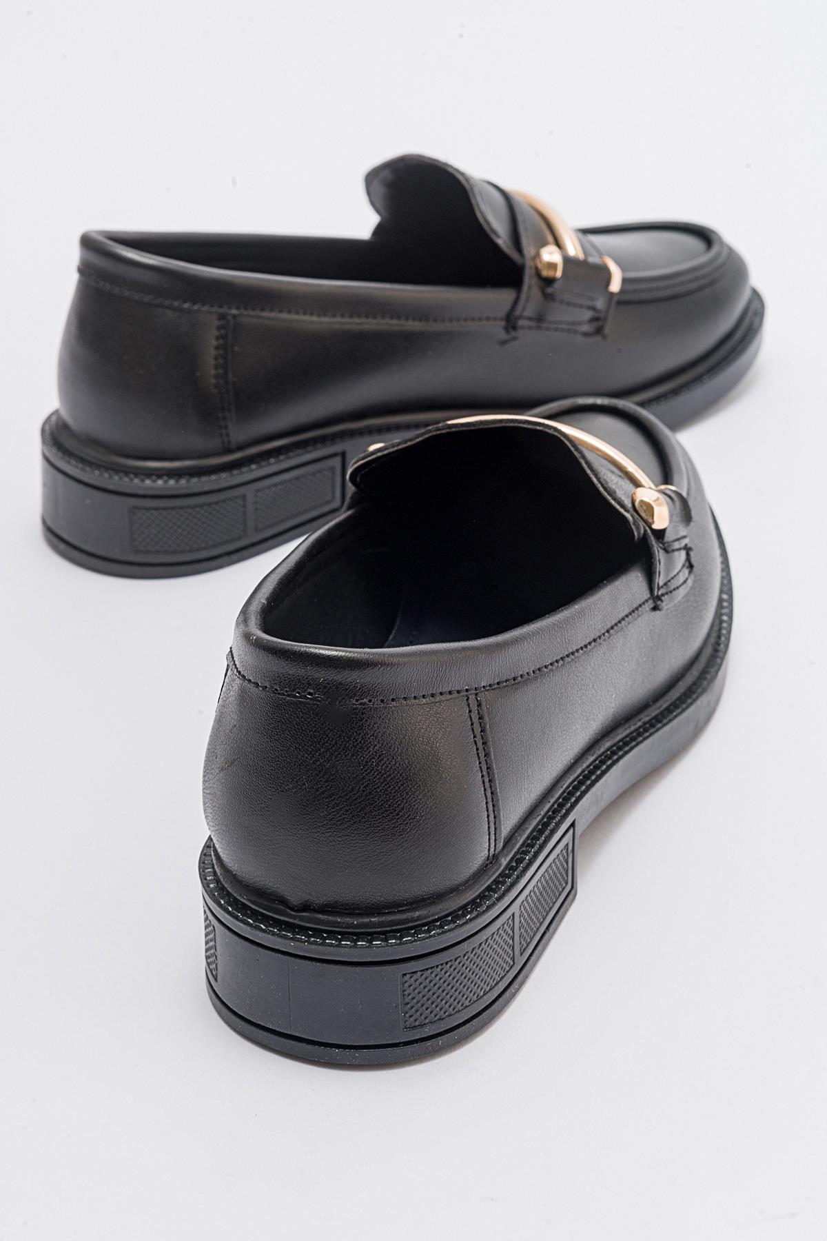 Kadın İnce Tokalı Ayakkabı SİYAH CİLT - Görsel 5