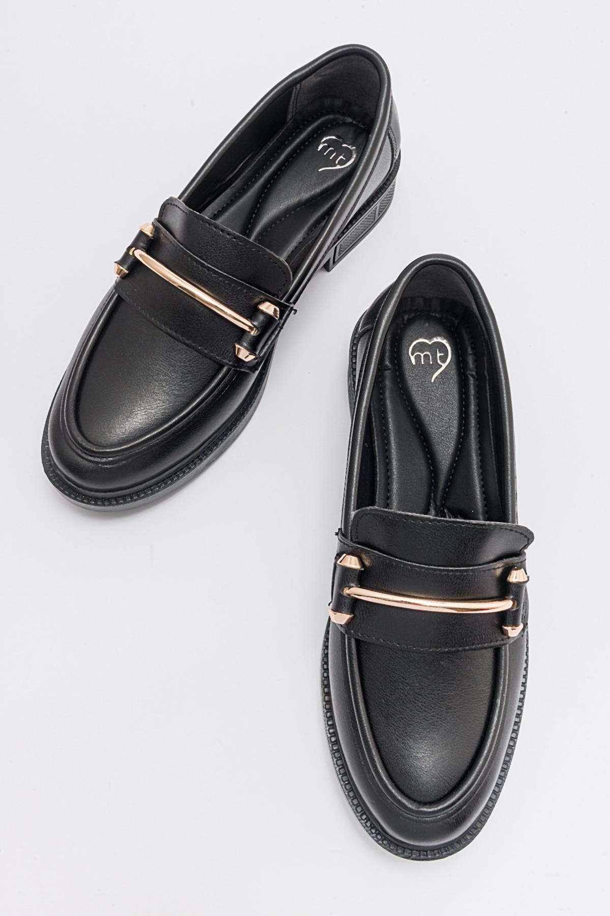 Kadın İnce Tokalı Ayakkabı SİYAH CİLT - Görsel 6