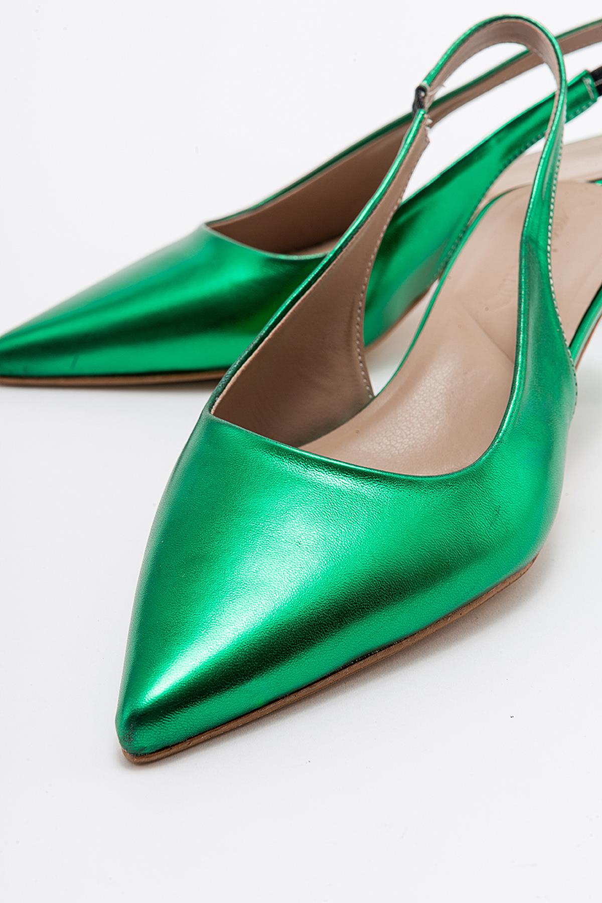 Kadın Stiletto Ayakkab ÇİMEN YEŞİLİ CİLT - Görsel 4