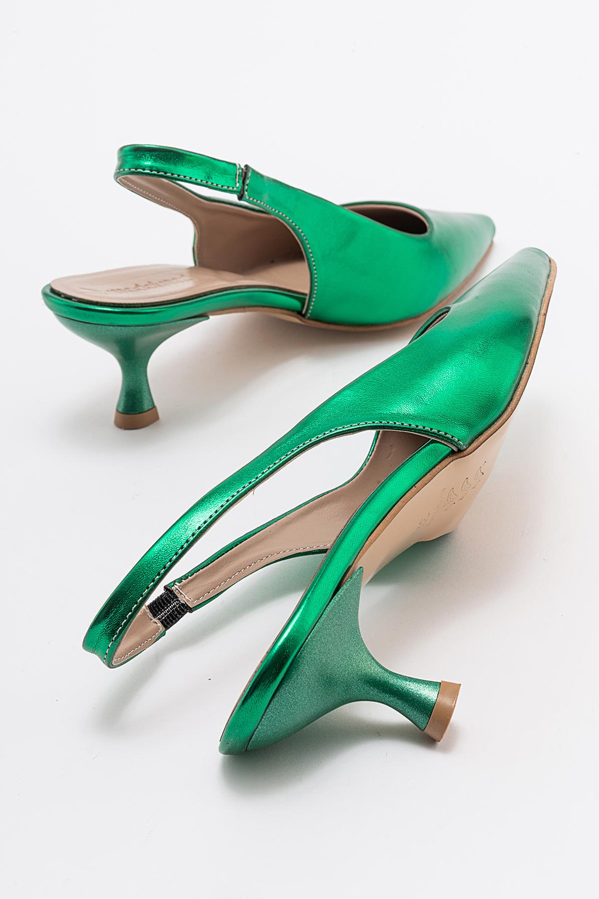 Kadın Stiletto Ayakkab ÇİMEN YEŞİLİ CİLT - Görsel 5