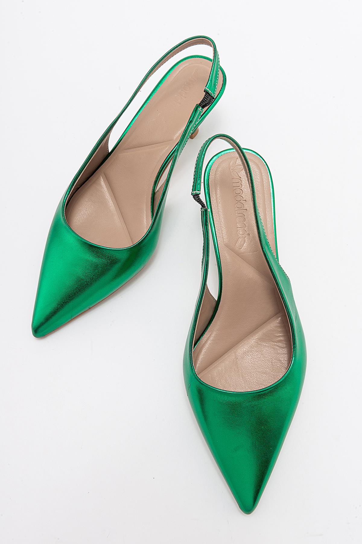 Kadın Stiletto Ayakkab ÇİMEN YEŞİLİ CİLT - Görsel 6