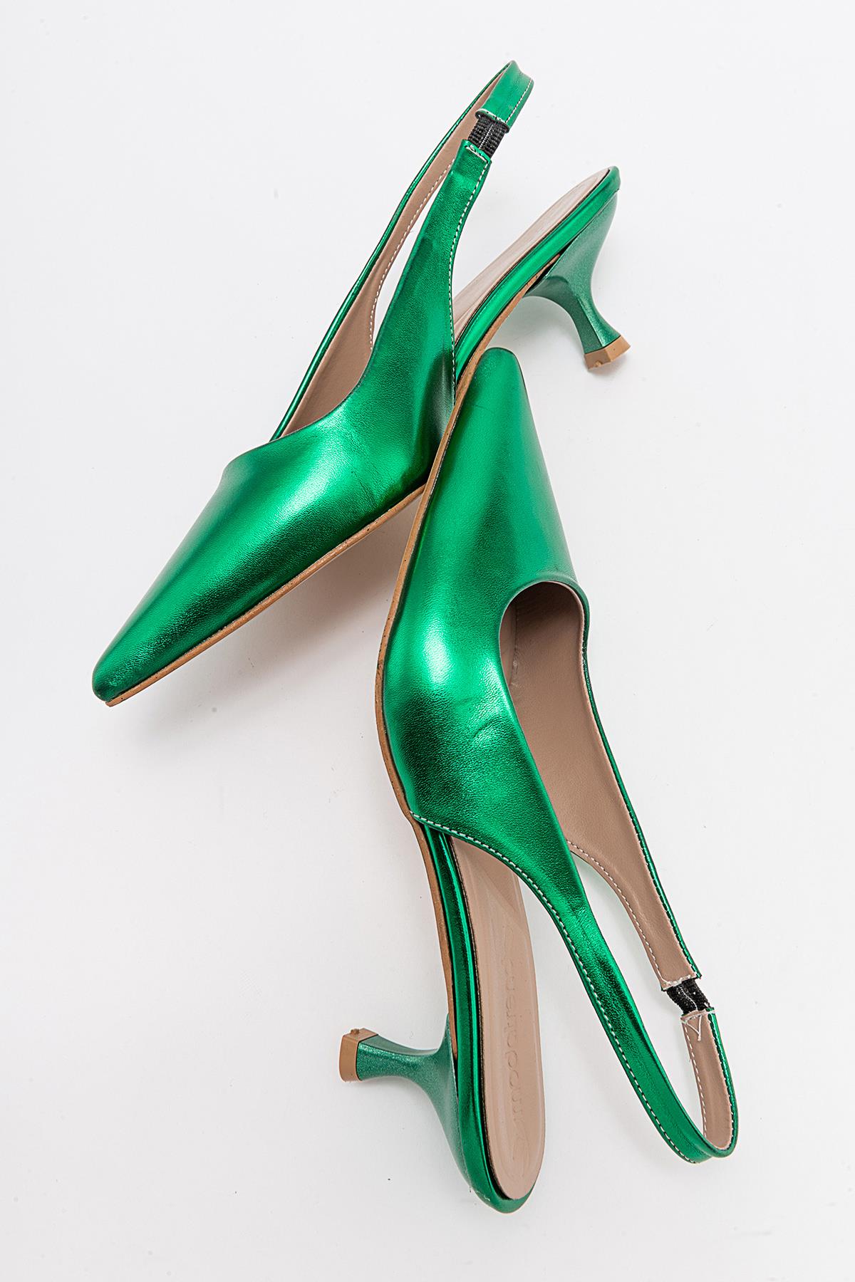 Kadın Stiletto Ayakkab ÇİMEN YEŞİLİ CİLT - Görsel 7