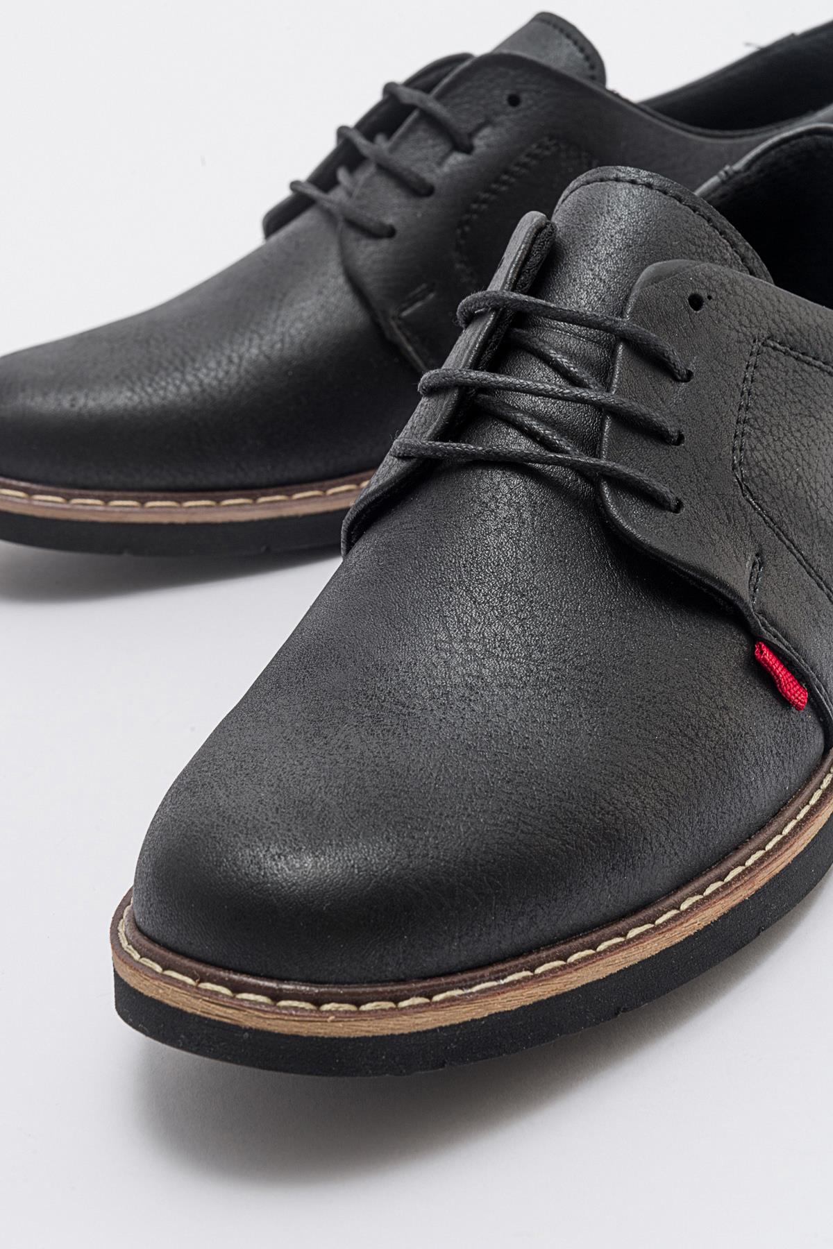 Erkek Dikişli Ayakkabı SİYAH SİYAH - Görsel 4
