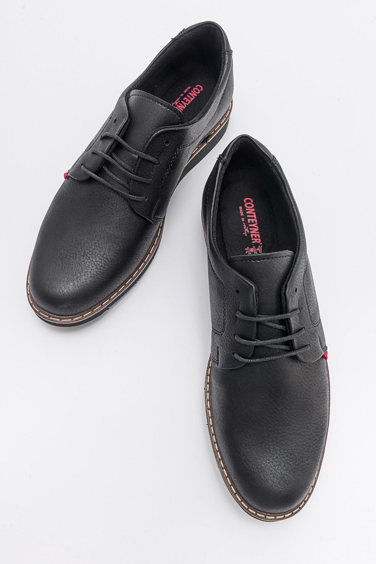 Erkek Dikişli Ayakkabı SİYAH SİYAH - Görsel 6