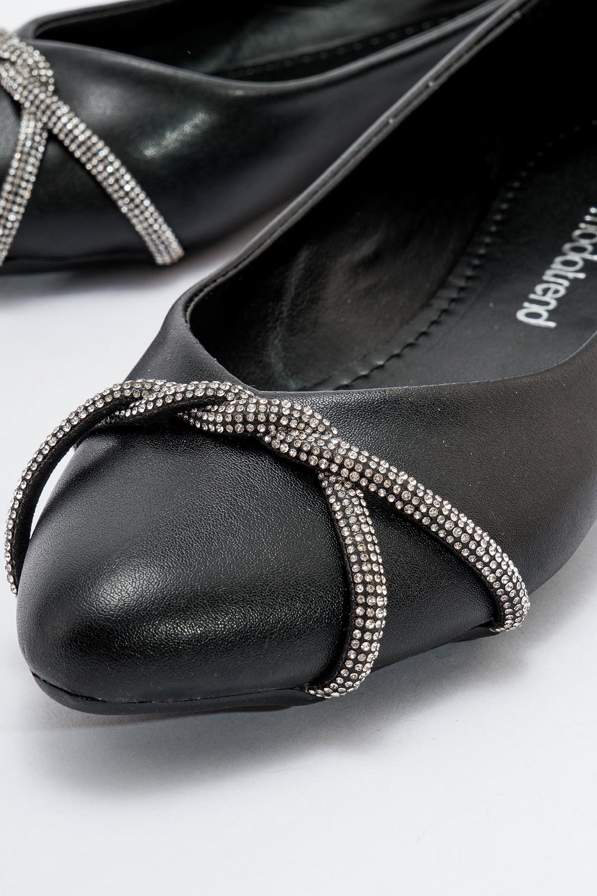 Kadın Taşlı Babet SİYAH CİLT - Görsel 4