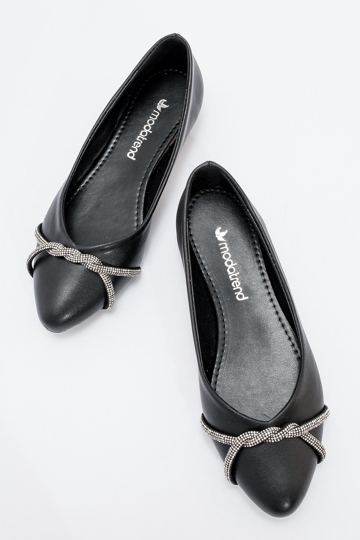 Kadın Taşlı Babet SİYAH CİLT - Görsel 6